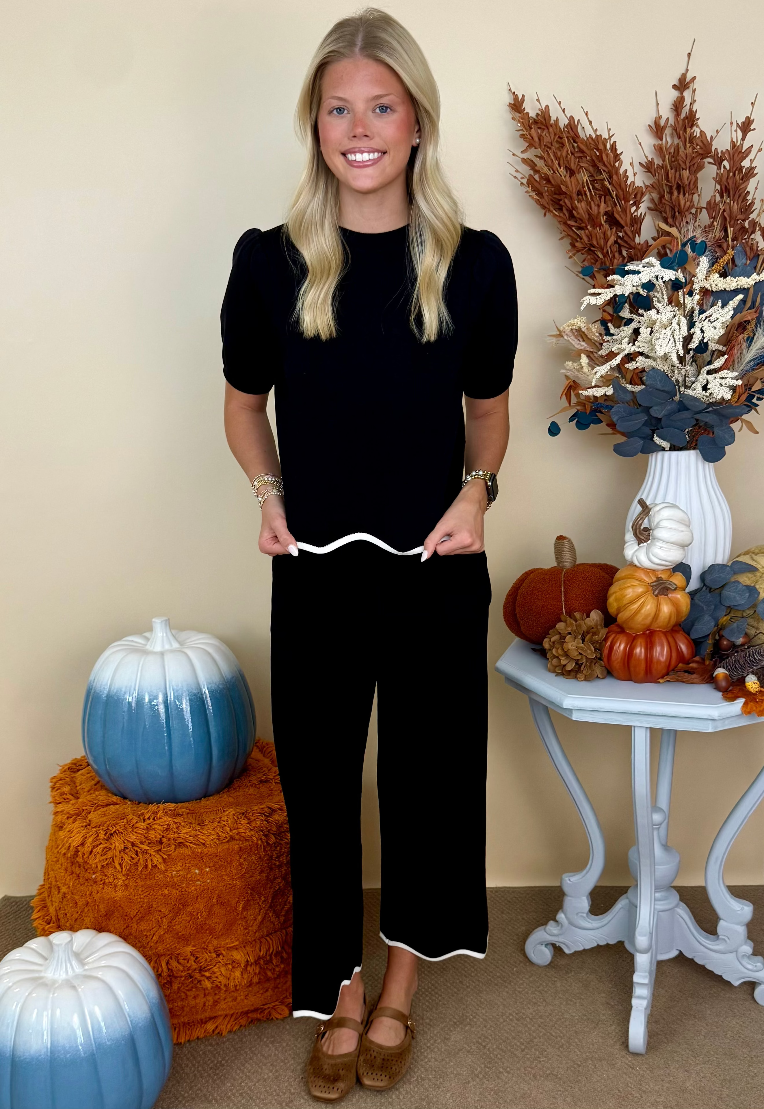 Clean Slate Black Scallop Knit Top-Shop-Womens-Boutique-Clothing