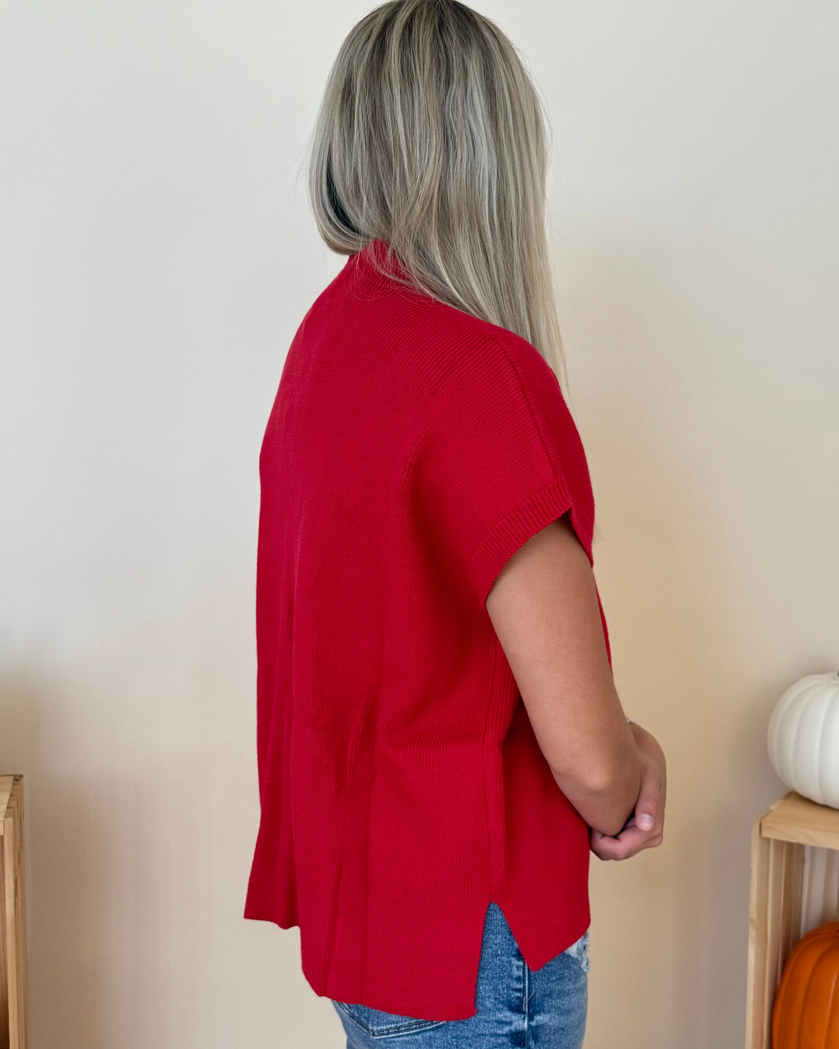 Extended Stay Red Ribbed Sweater-Shop-Womens-Boutique-Clothing