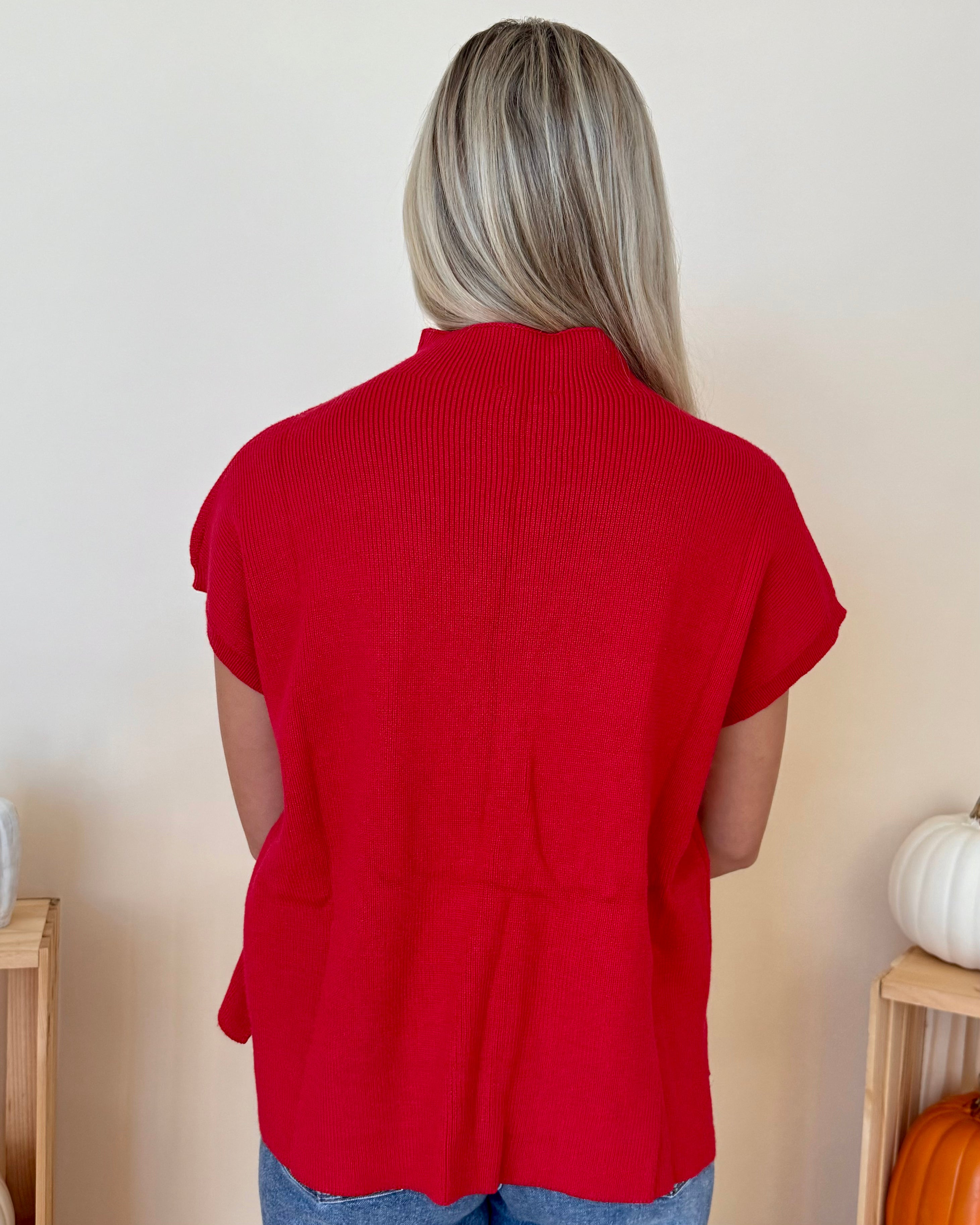 Extended Stay Red Ribbed Sweater-Shop-Womens-Boutique-Clothing