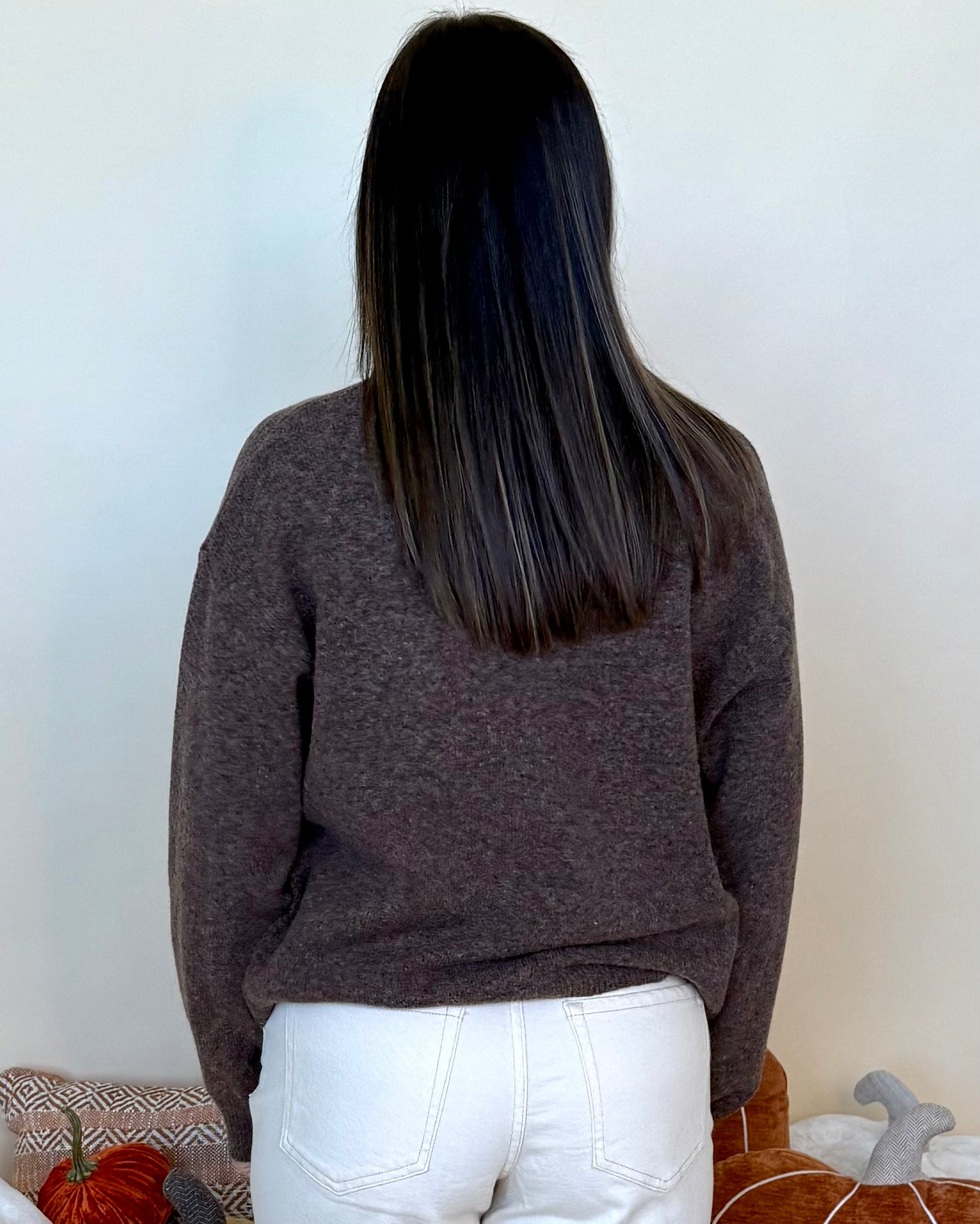 Made You Blush Brown Flower Mock Neck Sweater-Shop-Womens-Boutique-Clothing