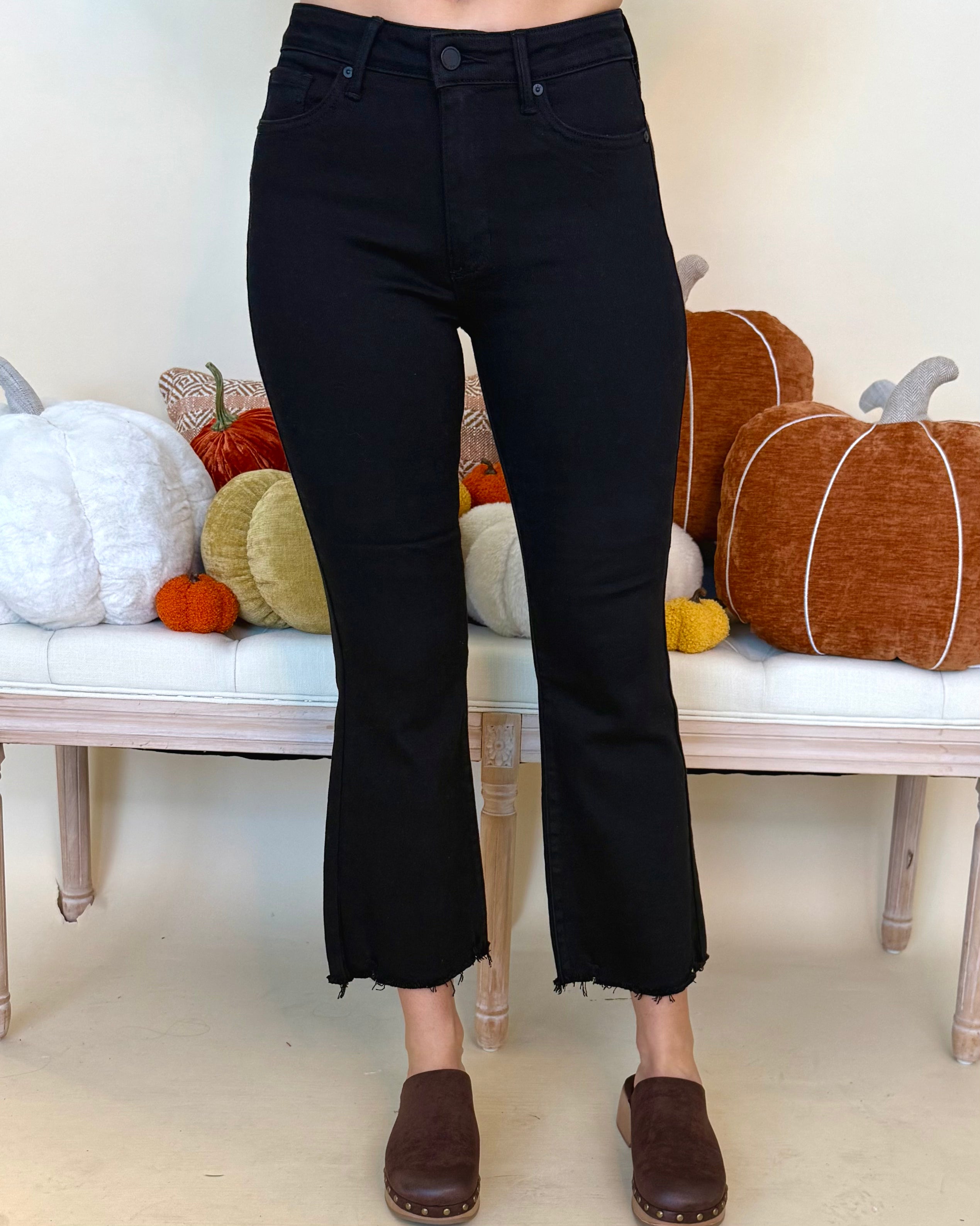 Wandering Away Black Crop Flare Distressed Jean-Shop-Womens-Boutique-Clothing