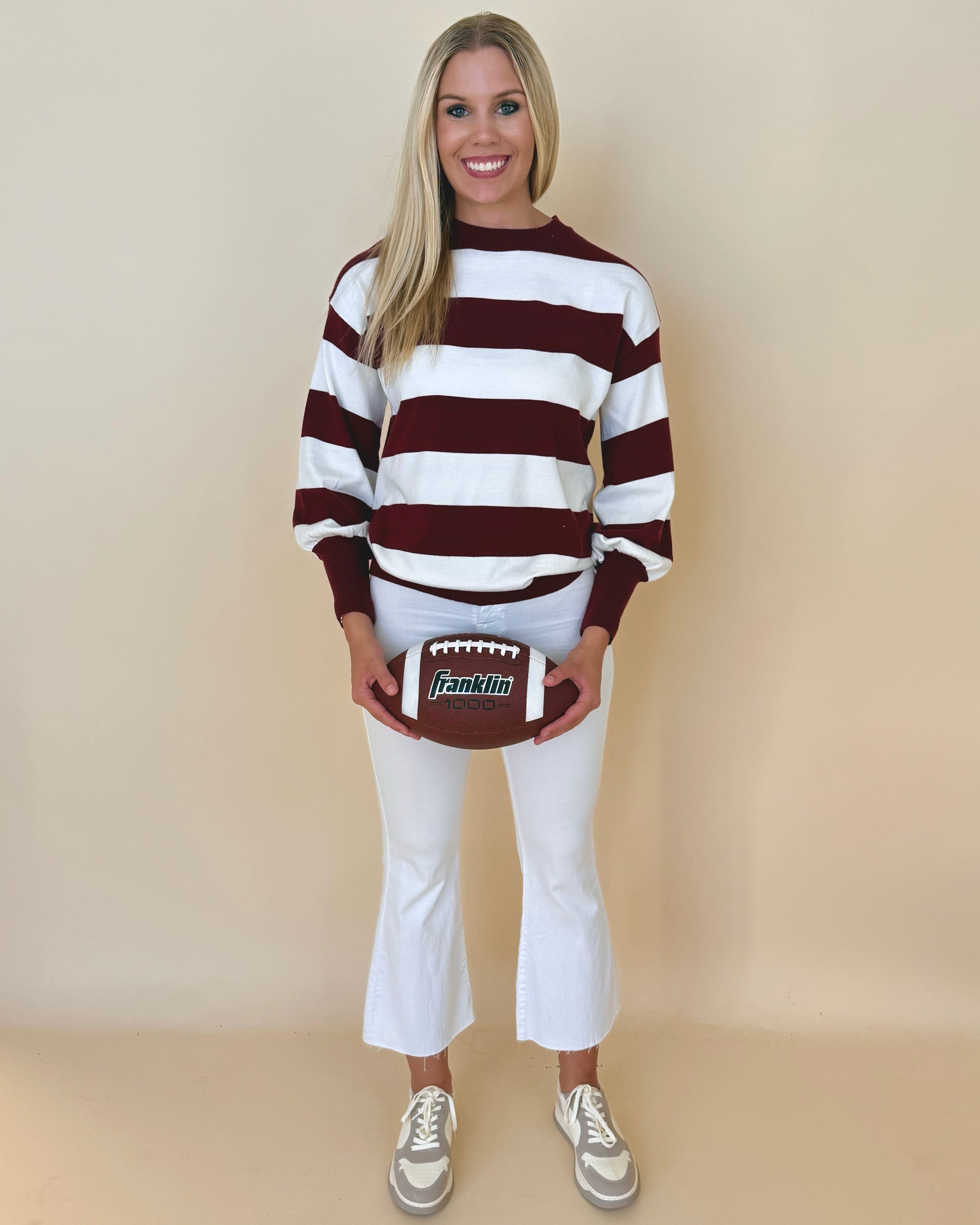 Way Up Burgundy Stripe Sweater-Shop-Womens-Boutique-Clothing