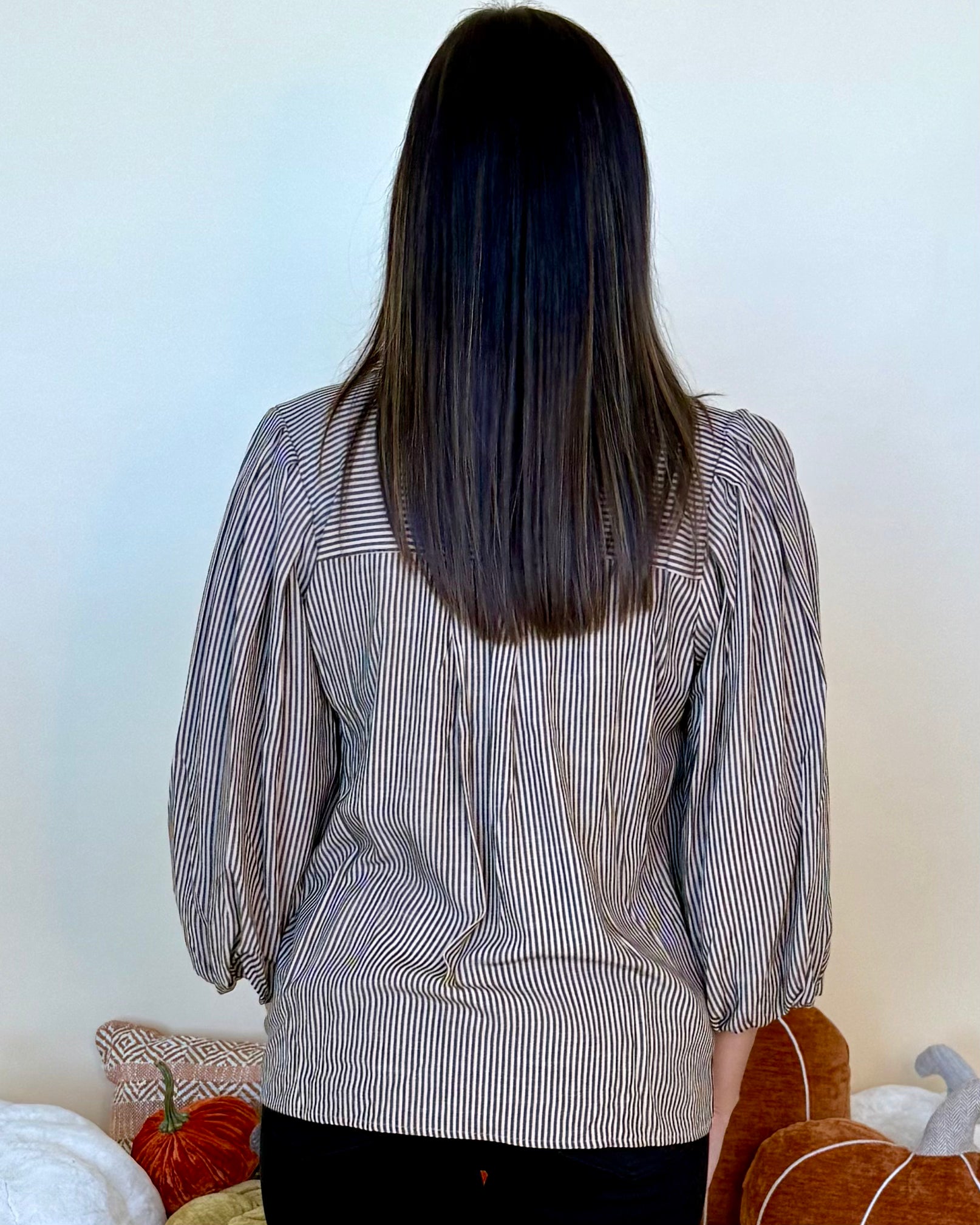 You Wish Light Taupe Striped Button Top-Shop-Womens-Boutique-Clothing