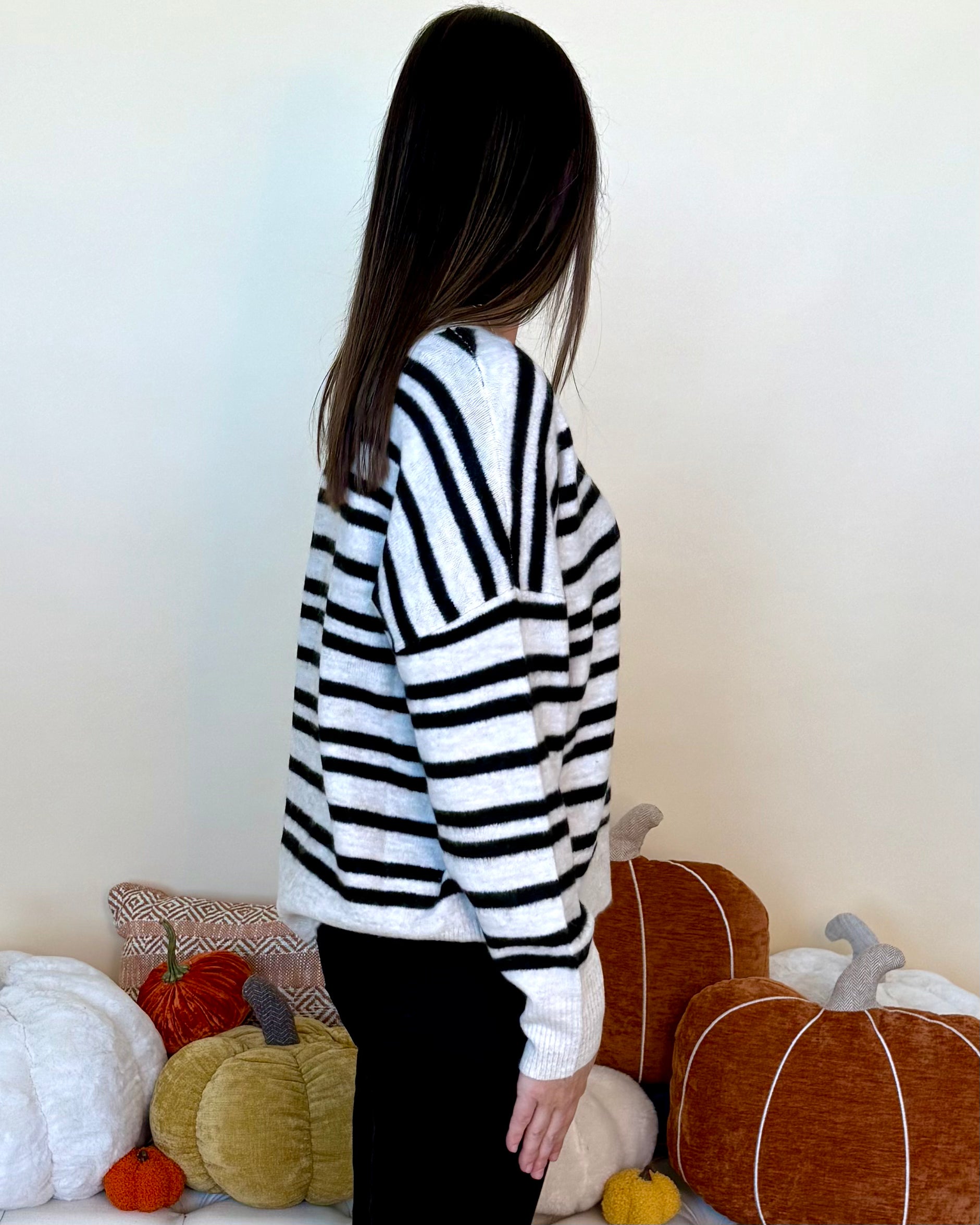 For Once Cream Stripe Seam Sweater-Shop-Womens-Boutique-Clothing