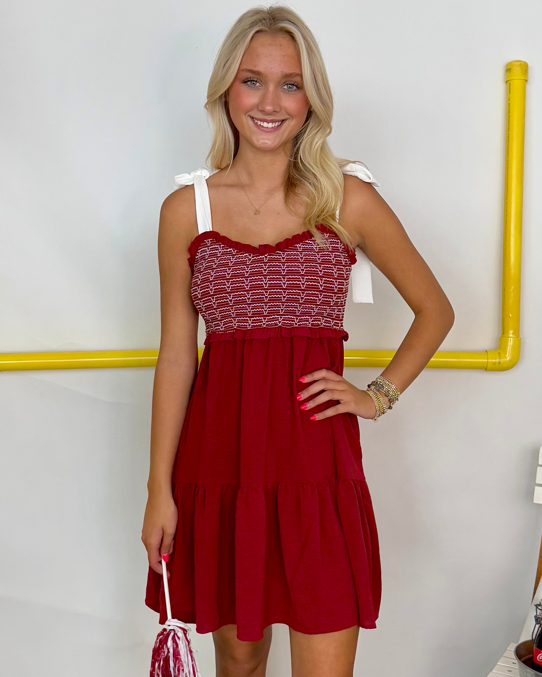 Looking Forward Garnet Embroidered Tie Dress-Shop-Womens-Boutique-Clothing