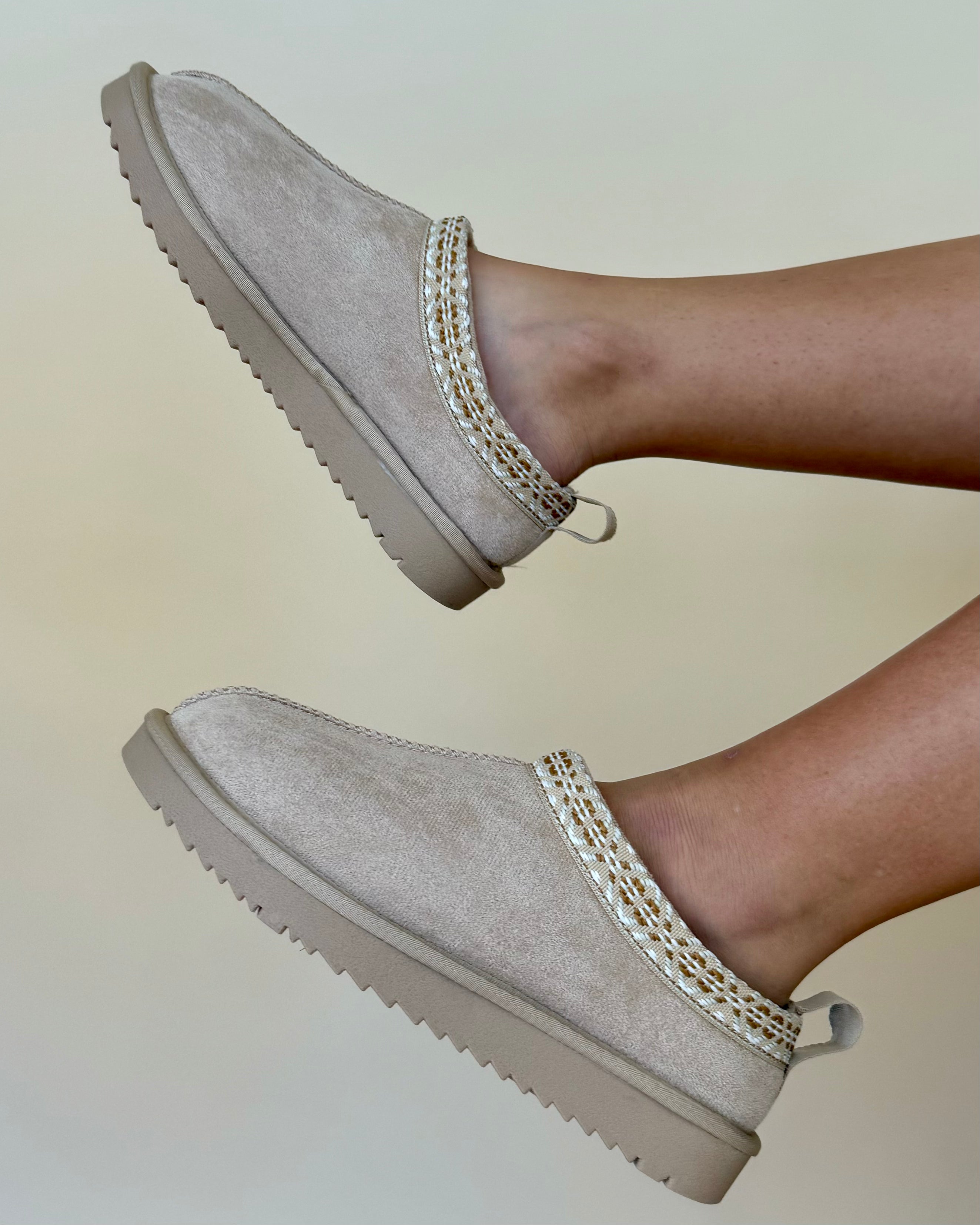 Kendall Beige Faux Fur Slip Ons-Shop-Womens-Boutique-Clothing