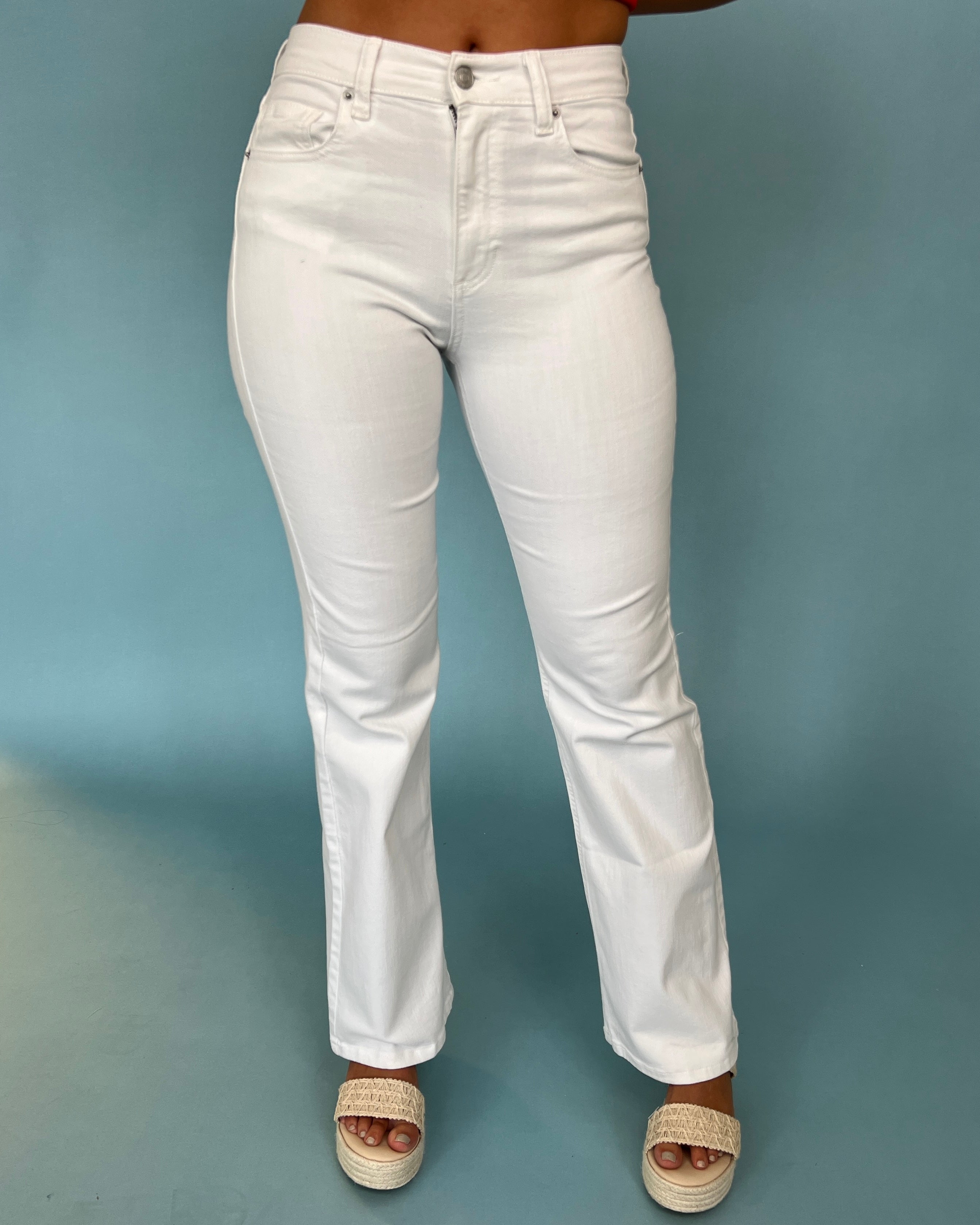 Traveling To You White High Rise Slim Boot Cut Jeans-Shop-Womens-Boutique-Clothing