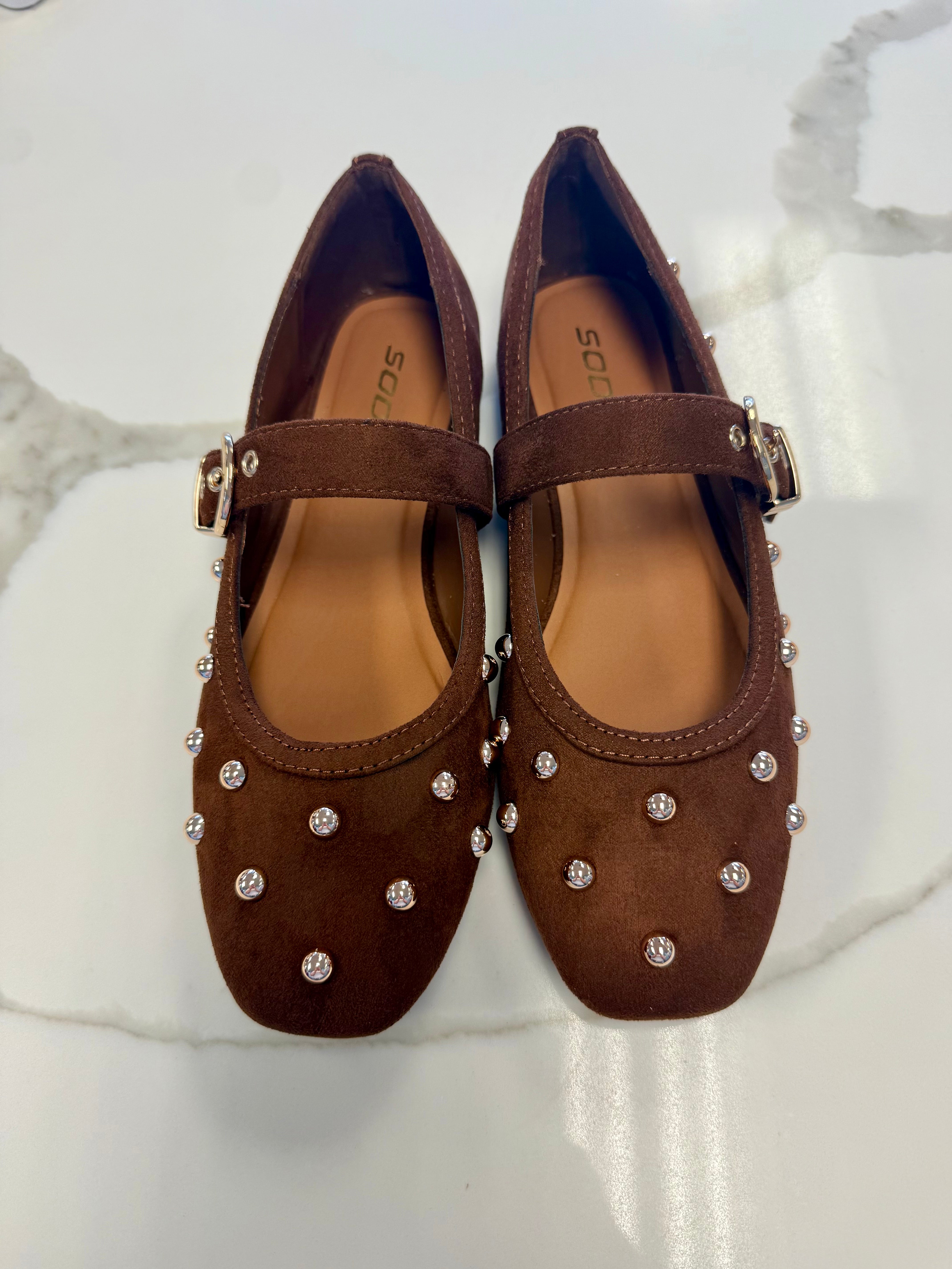 Annie Walnut Embellished Buckle Mary Jane Flat-Shop-Womens-Boutique-Clothing