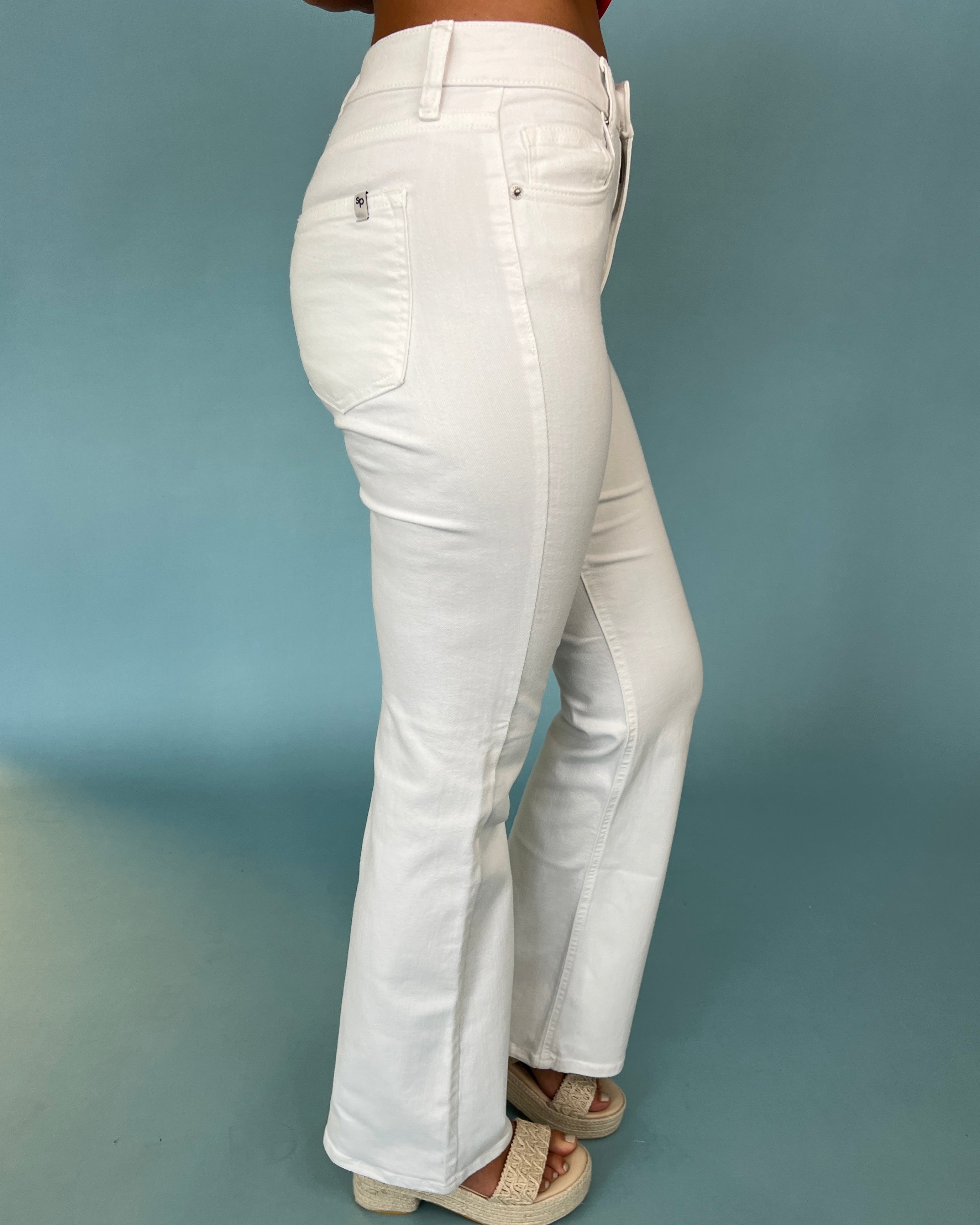 Traveling To You White High Rise Slim Boot Cut Jeans-Shop-Womens-Boutique-Clothing