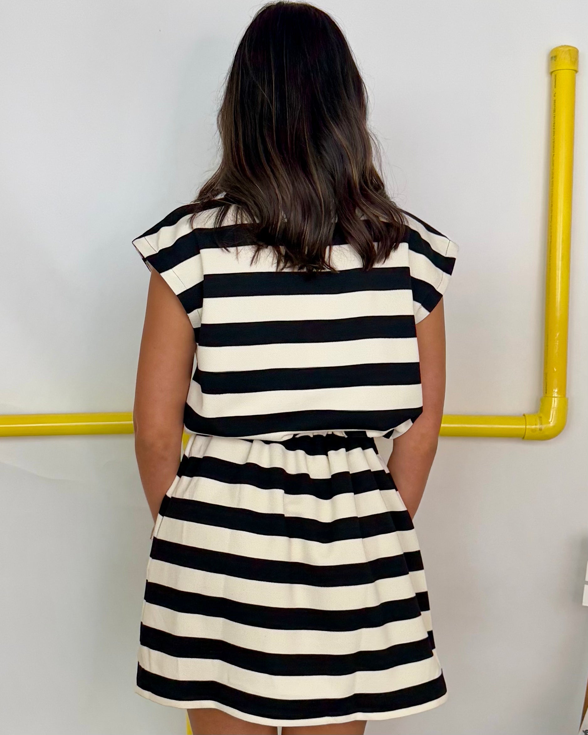 Future Fun Black Stripe Zip Knit Dress-Shop-Womens-Boutique-Clothing