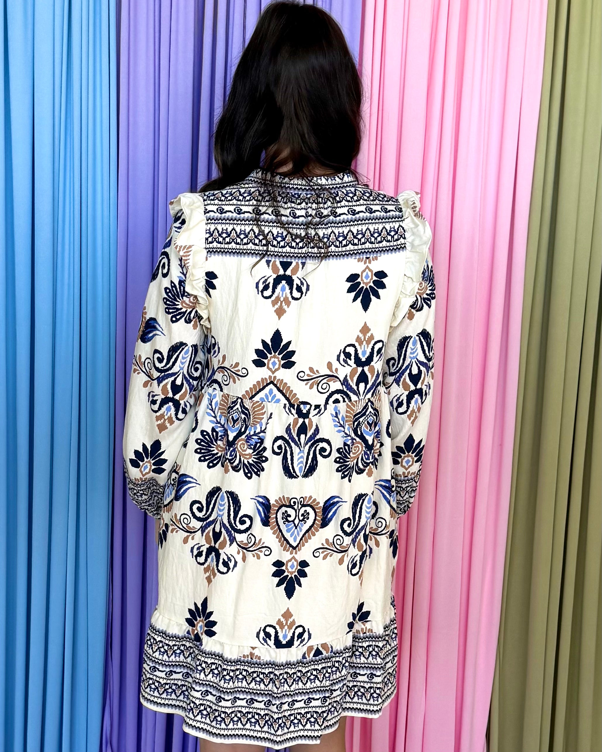 All My Luck Navy Print Dress-Shop-Womens-Boutique-Clothing