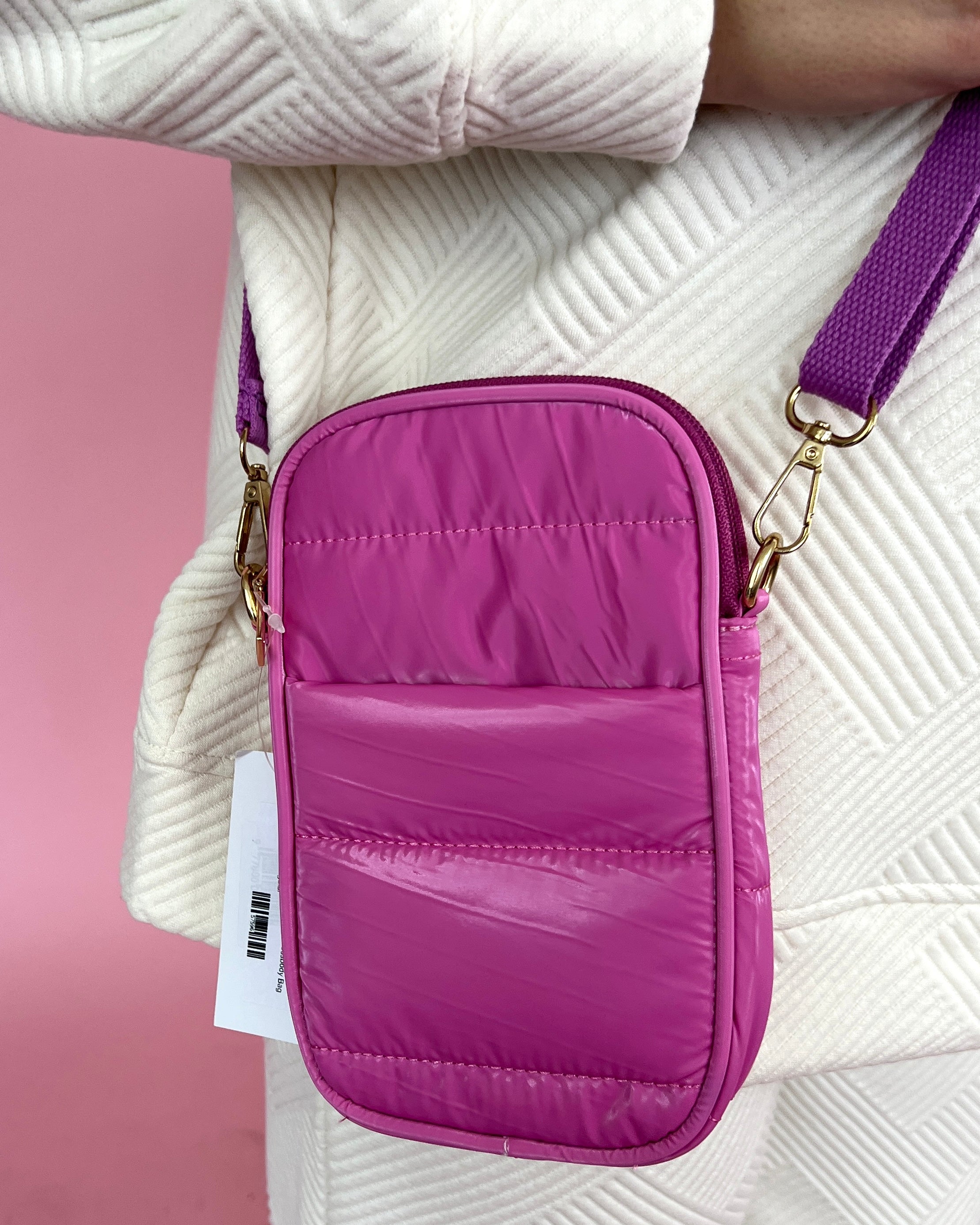 Go Get Em' Fuchsia Puffer Crossbody Bag-Regular-Shop-Womens-Boutique-Clothing