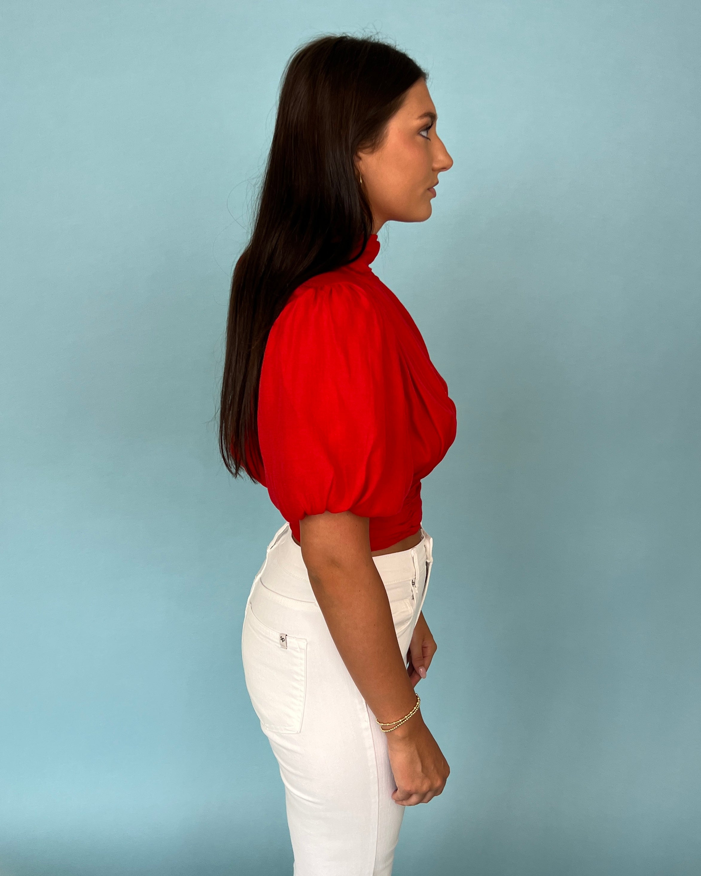 Diamond Girl Red High Neck Crop Top-Shop-Womens-Boutique-Clothing