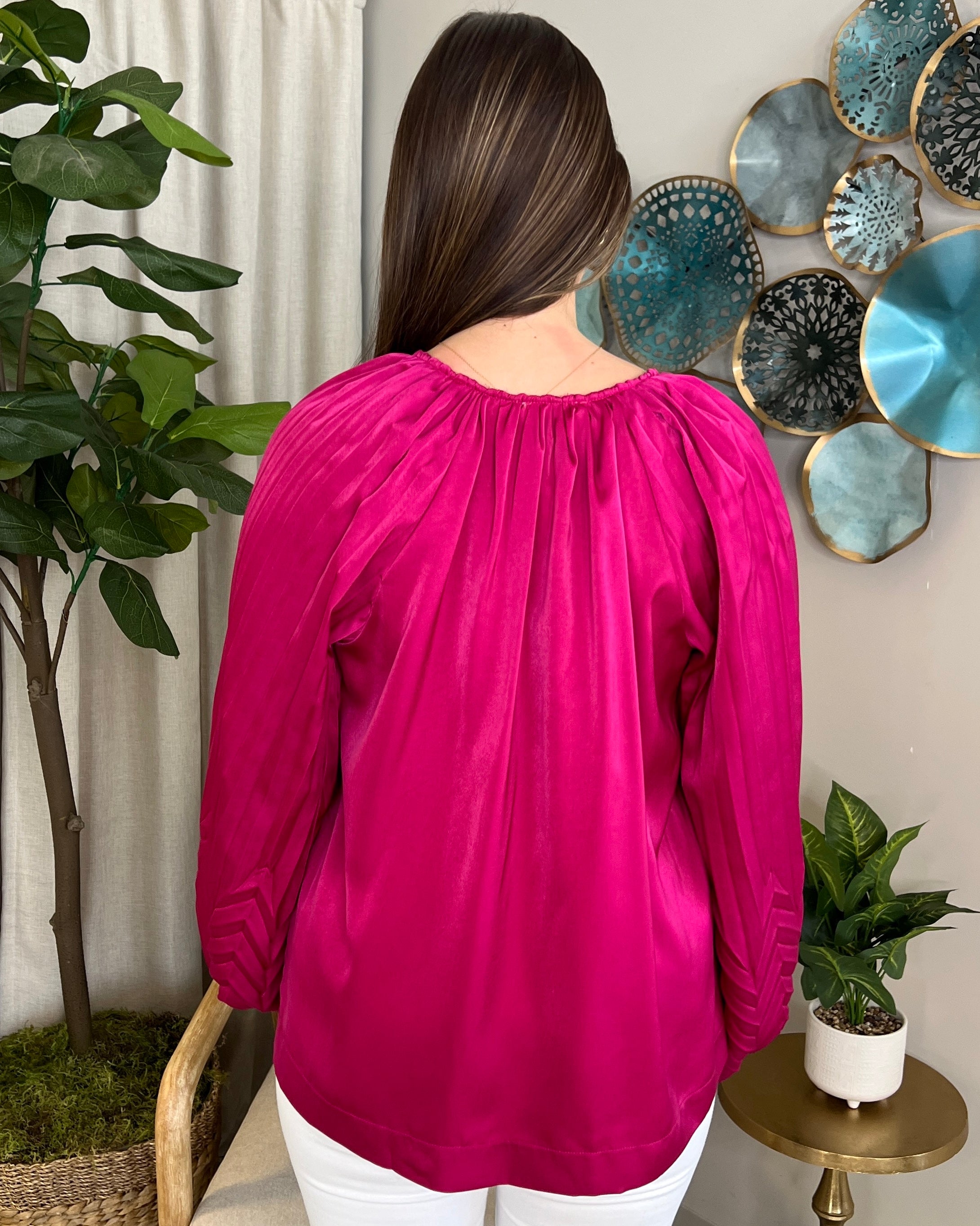 Opening Act Magenta Pleated Top-Shop-Womens-Boutique-Clothing