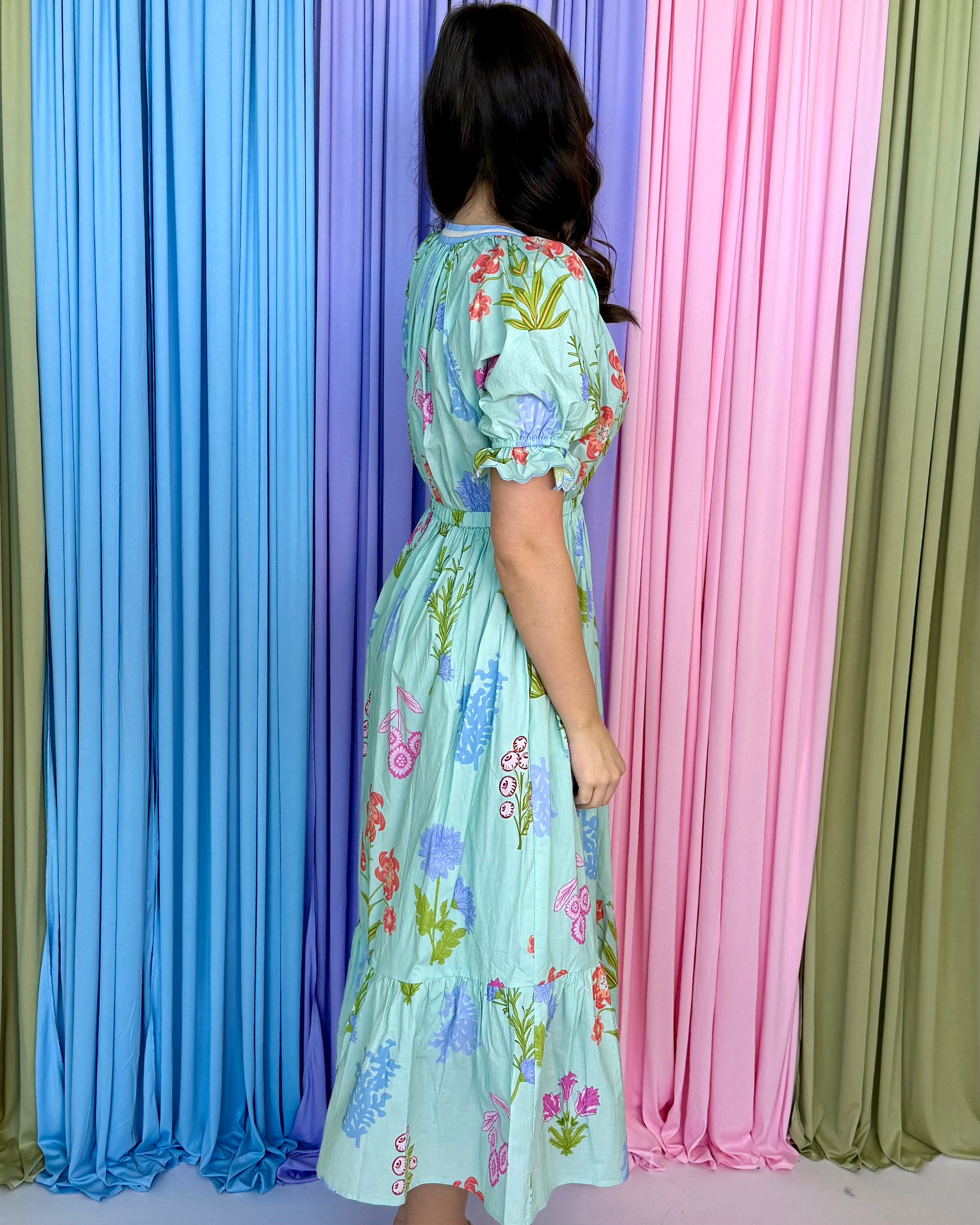 So Ready Seafoam Floral Midi Dress-Shop-Womens-Boutique-Clothing