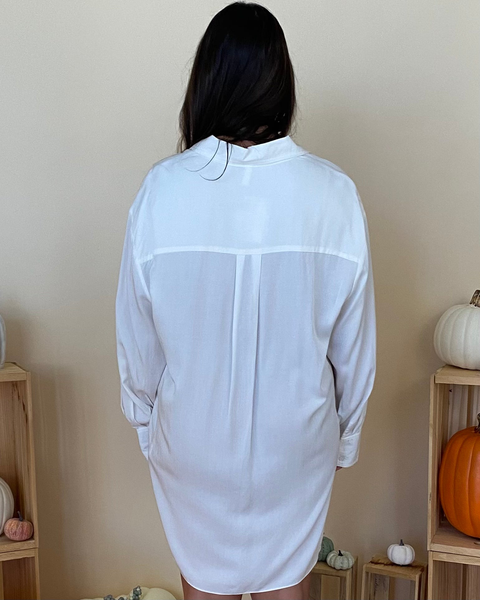 Back To Basics White Collared Shirt Dress-Shop-Womens-Boutique-Clothing