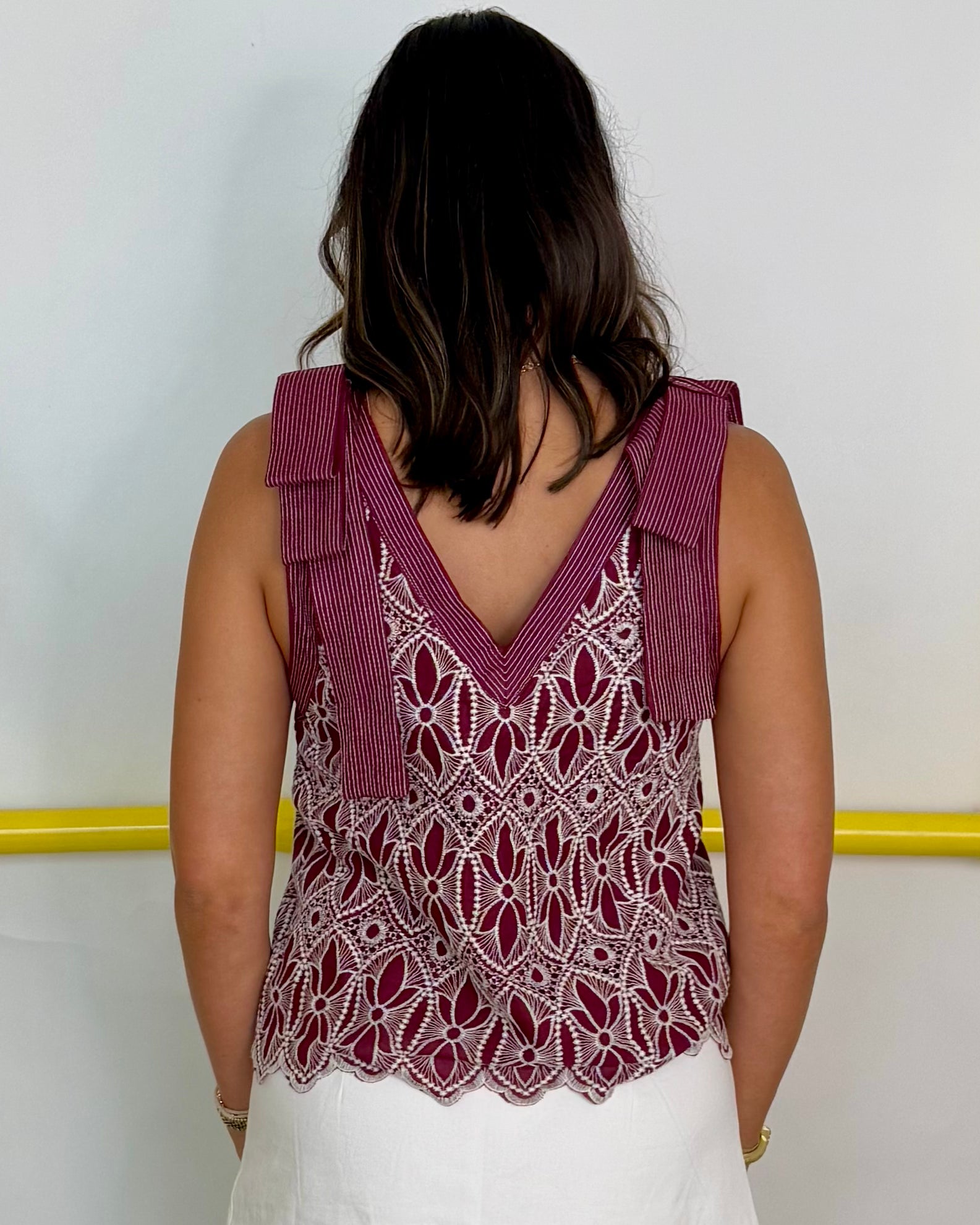 Say Less Burgundy Embroidered Bow Top-Shop-Womens-Boutique-Clothing