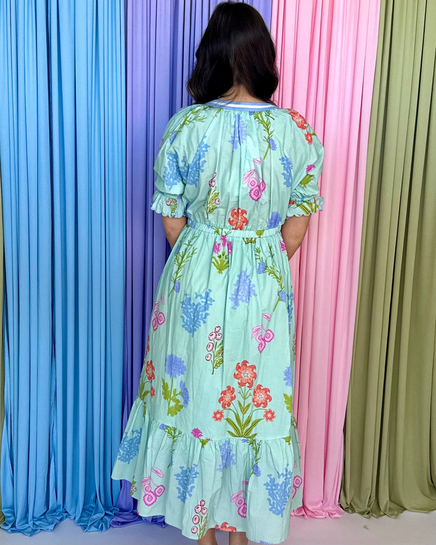 So Ready Seafoam Floral Midi Dress-Shop-Womens-Boutique-Clothing