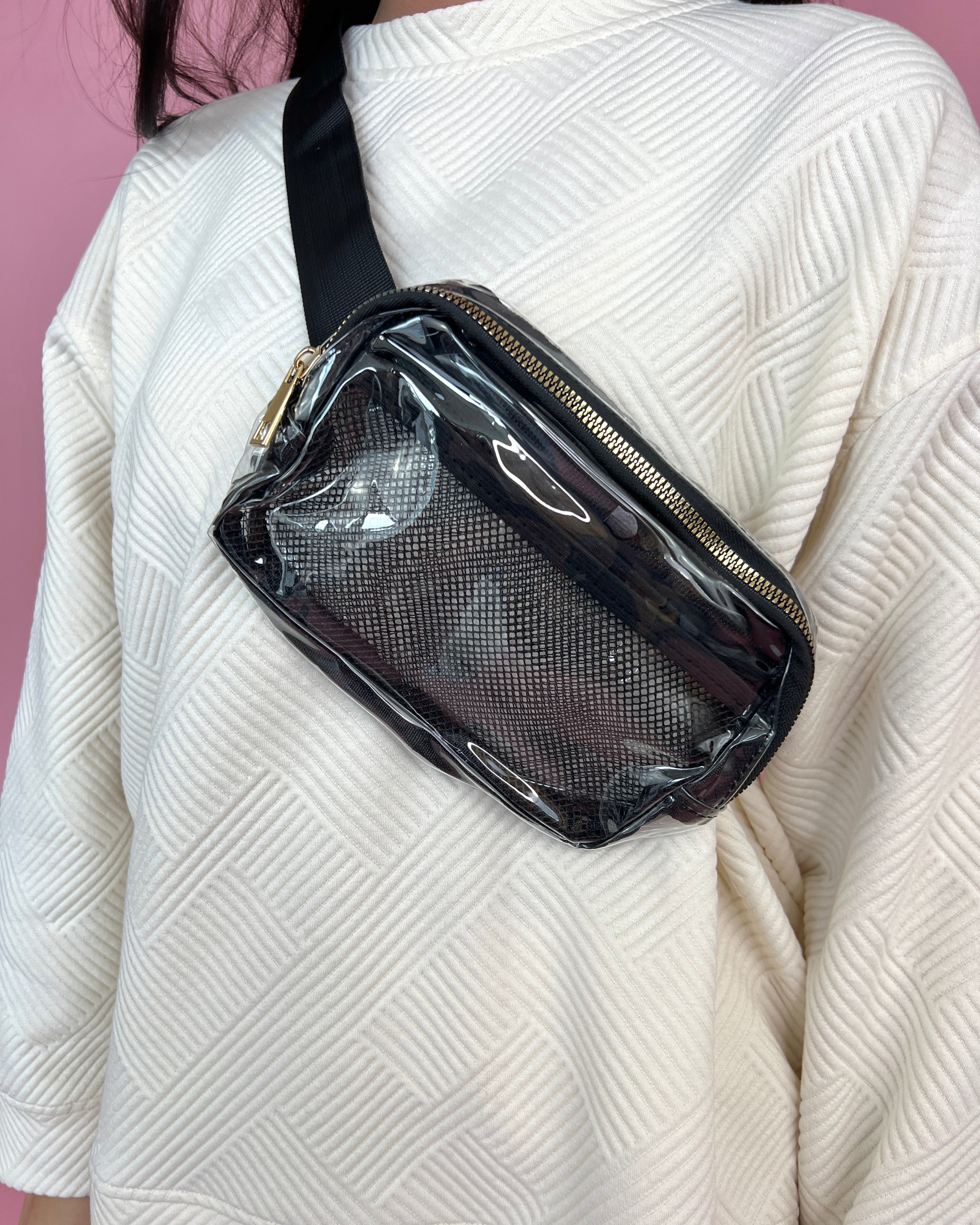 Go On Black Clear Crossbody Belt Bag-Regular-Shop-Womens-Boutique-Clothing