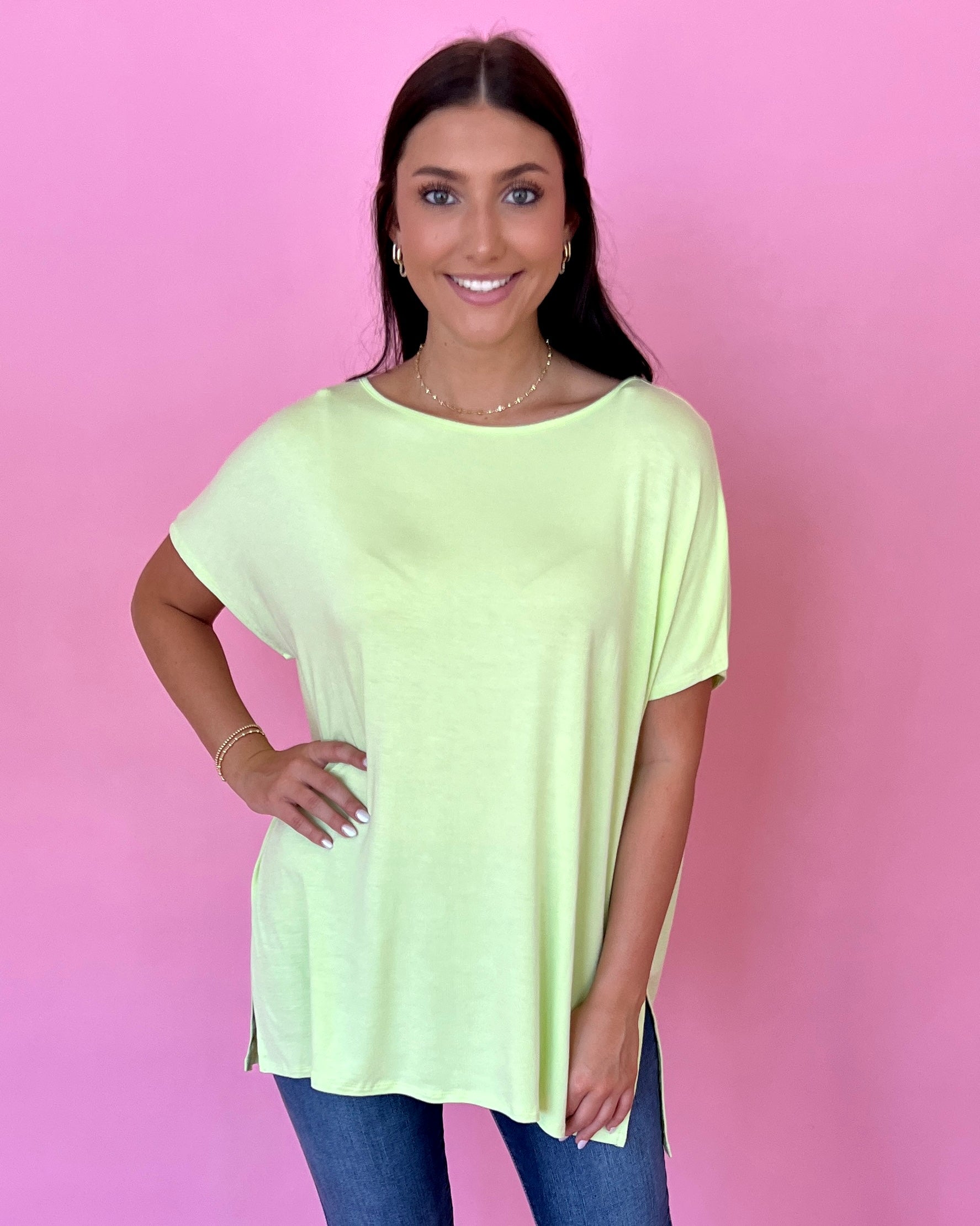 Anything But Basic Apple Green Top-Shop-Womens-Boutique-Clothing