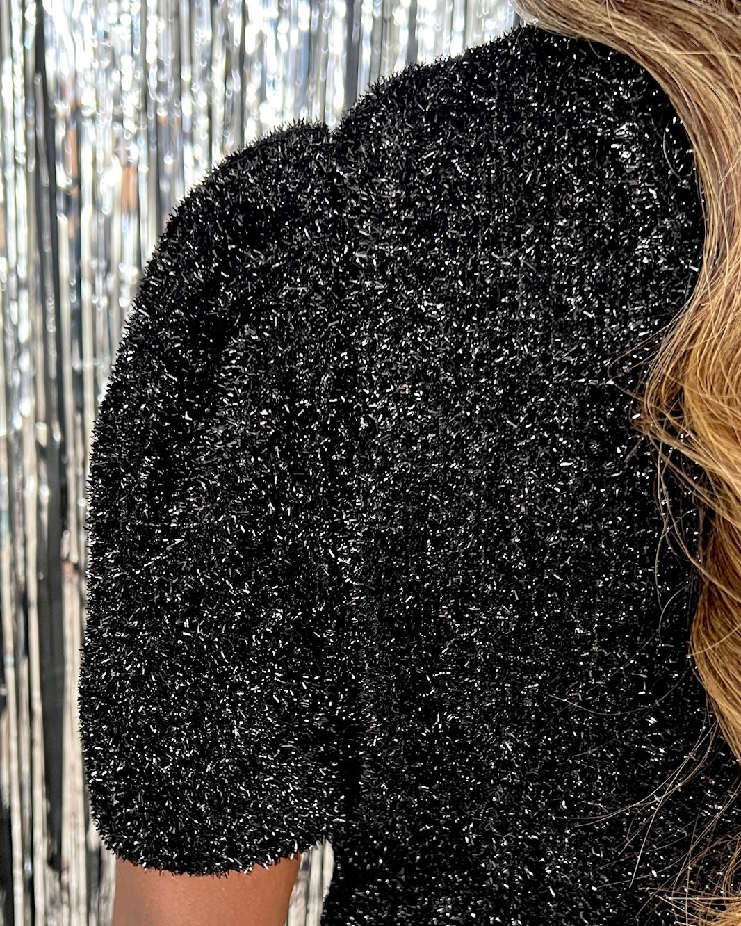 Impress Me Black Metallic Velvet Dress-Shop-Womens-Boutique-Clothing