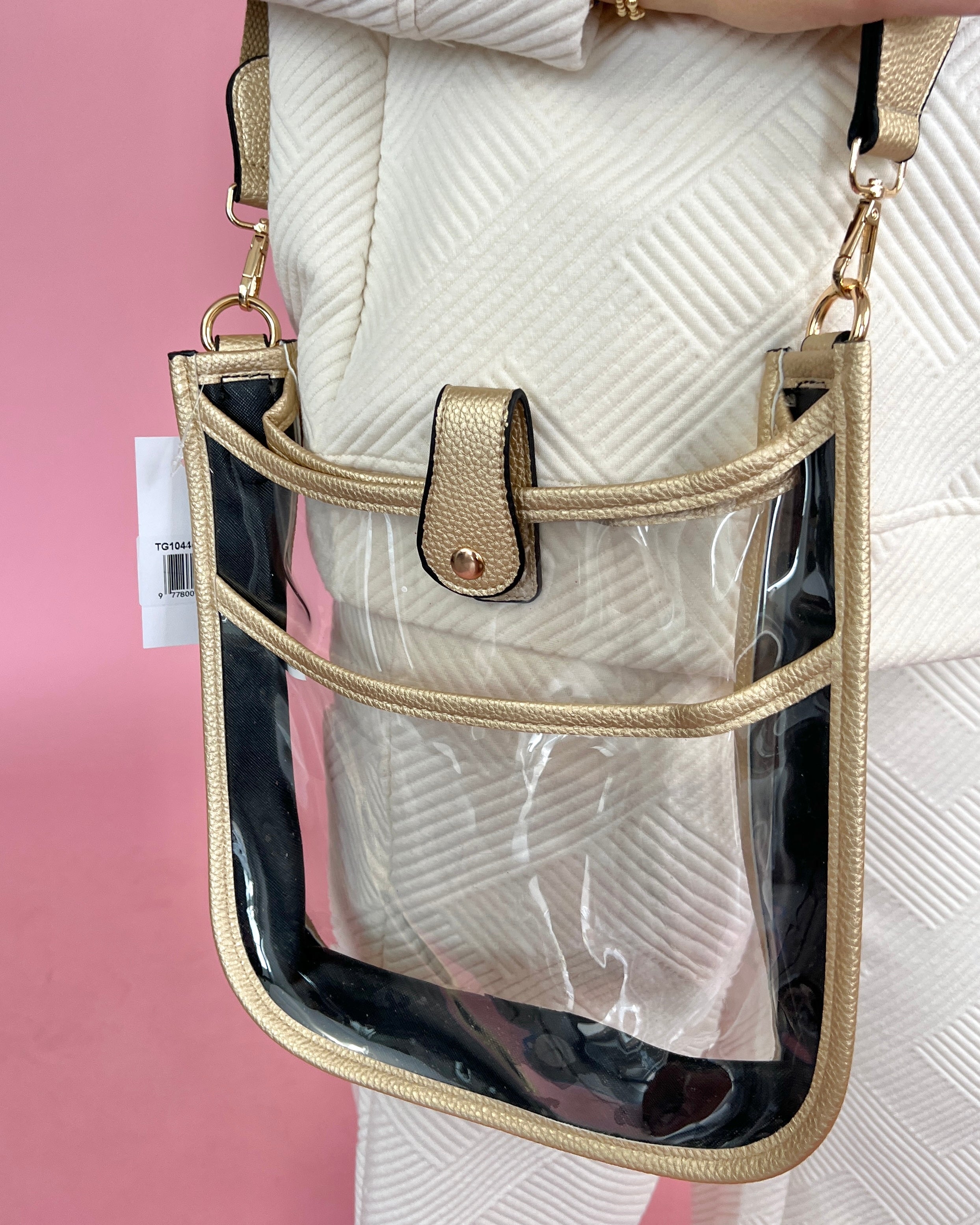 Never Full Gold Clear Crossbody Bag-Regular-Shop-Womens-Boutique-Clothing