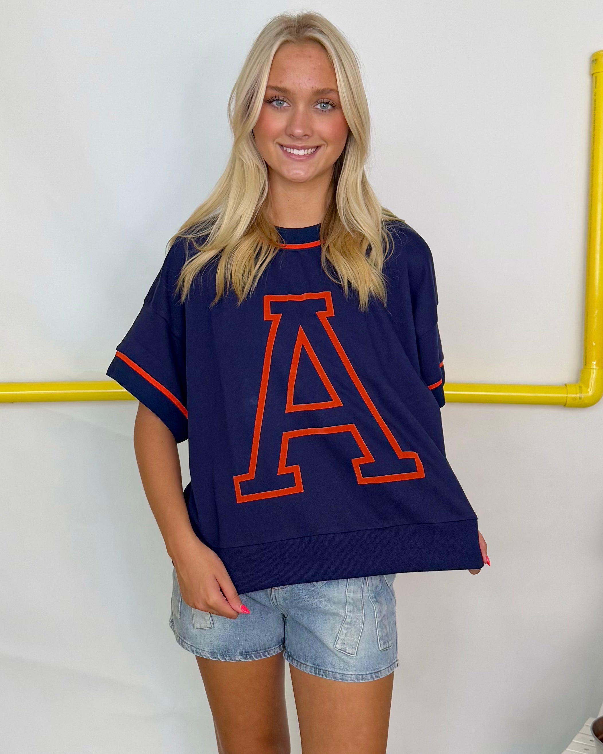 Last Minute Navy Auburn Oversized Top-Shop-Womens-Boutique-Clothing
