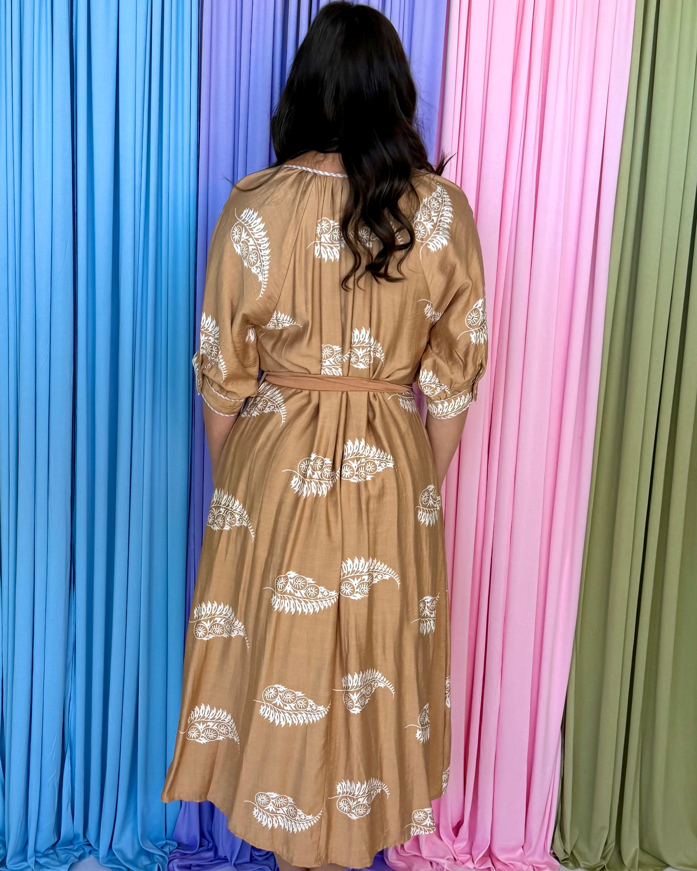 Time Will Tell Latte Paisley Print Maxi Dress-Shop-Womens-Boutique-Clothing