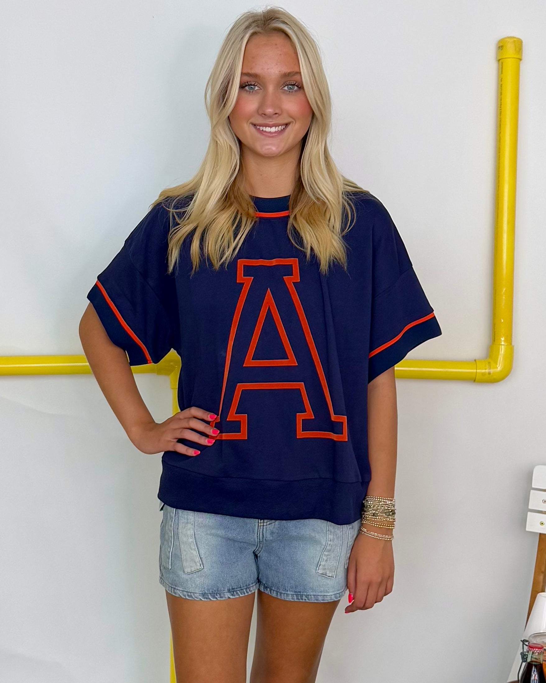 Last Minute Navy Auburn Oversized Top-Shop-Womens-Boutique-Clothing
