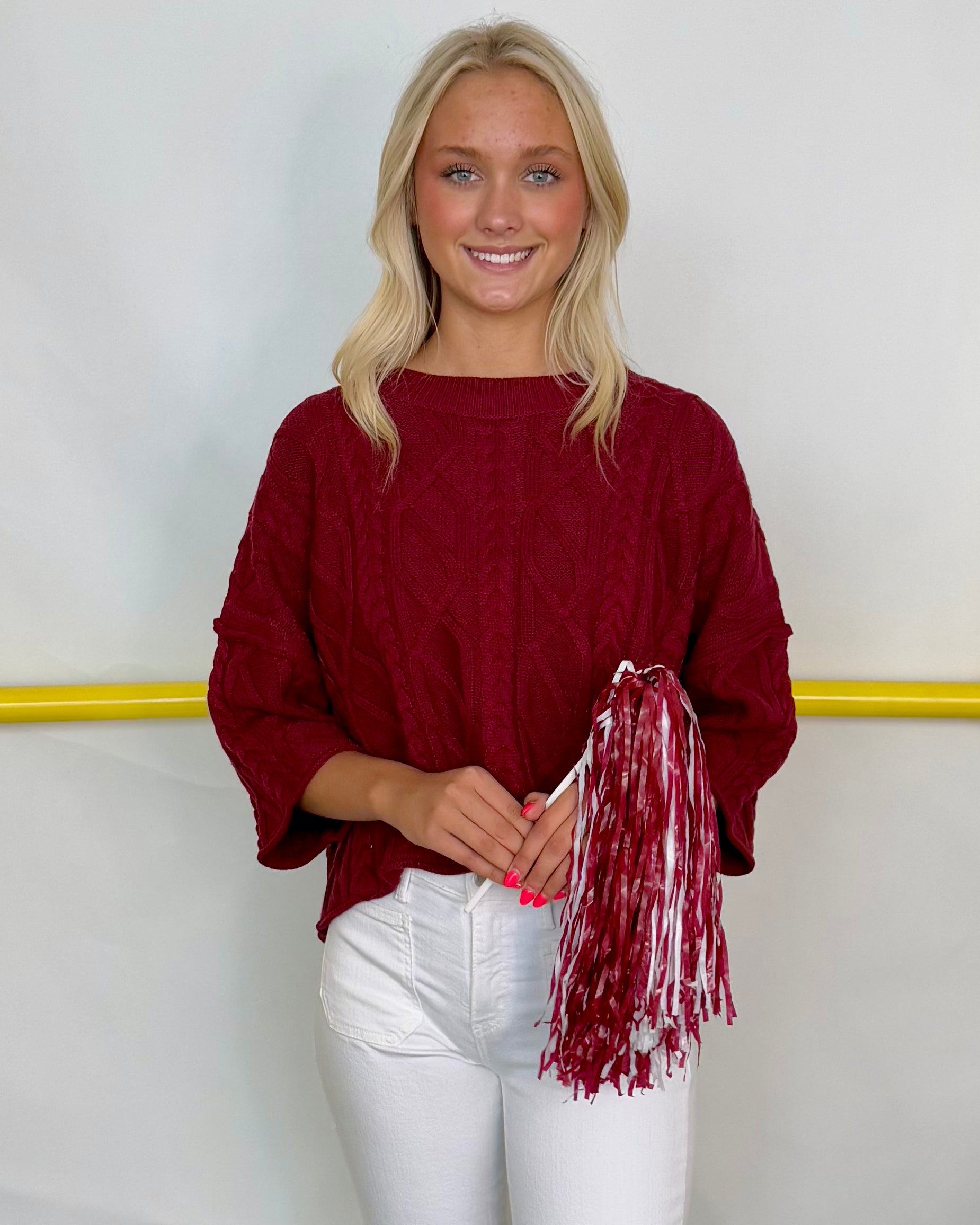 Cherish You Burgundy Cable Sweater-Shop-Womens-Boutique-Clothing