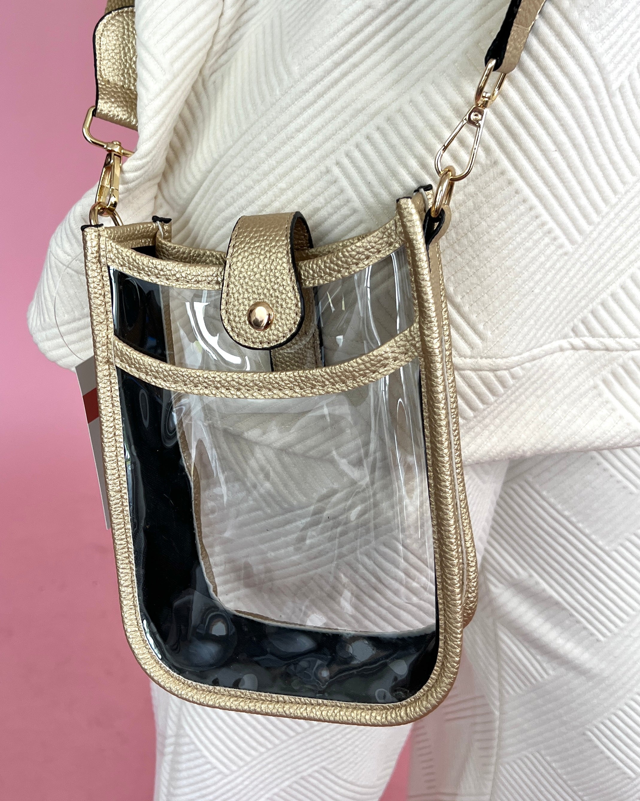 So Chic Gold Clear Crossbody Bag-Regular-Shop-Womens-Boutique-Clothing
