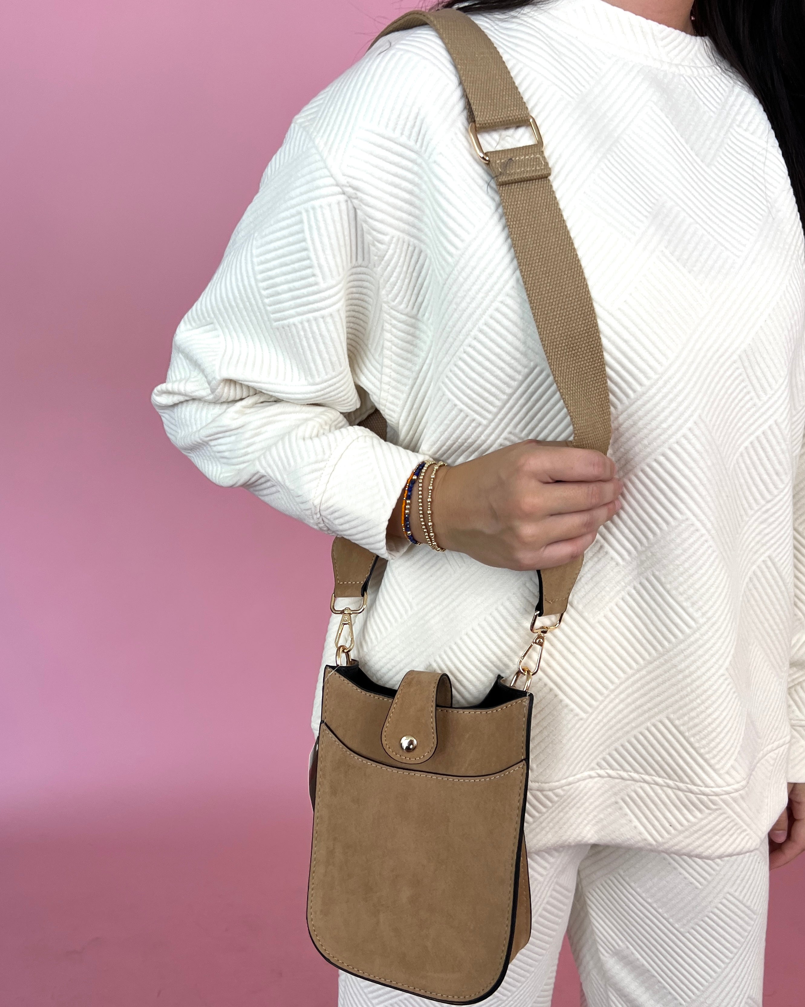 One Way Tan Suede Envelope Handbag-Regular-Shop-Womens-Boutique-Clothing