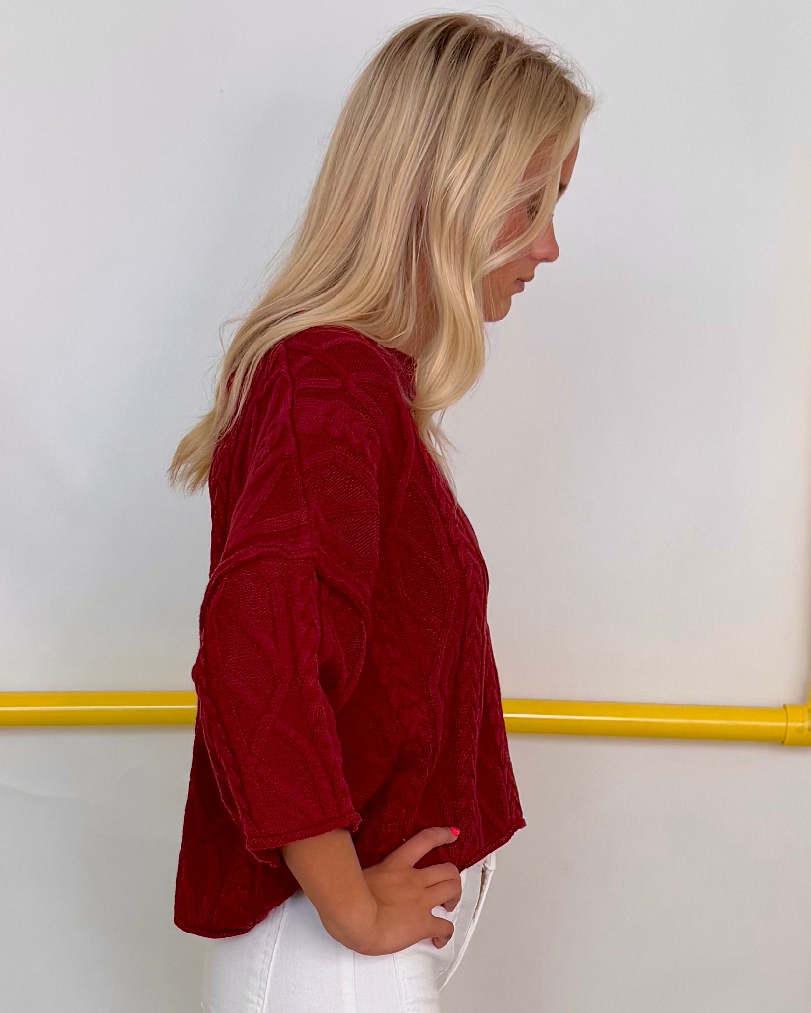Cherish You Burgundy Cable Sweater-Shop-Womens-Boutique-Clothing