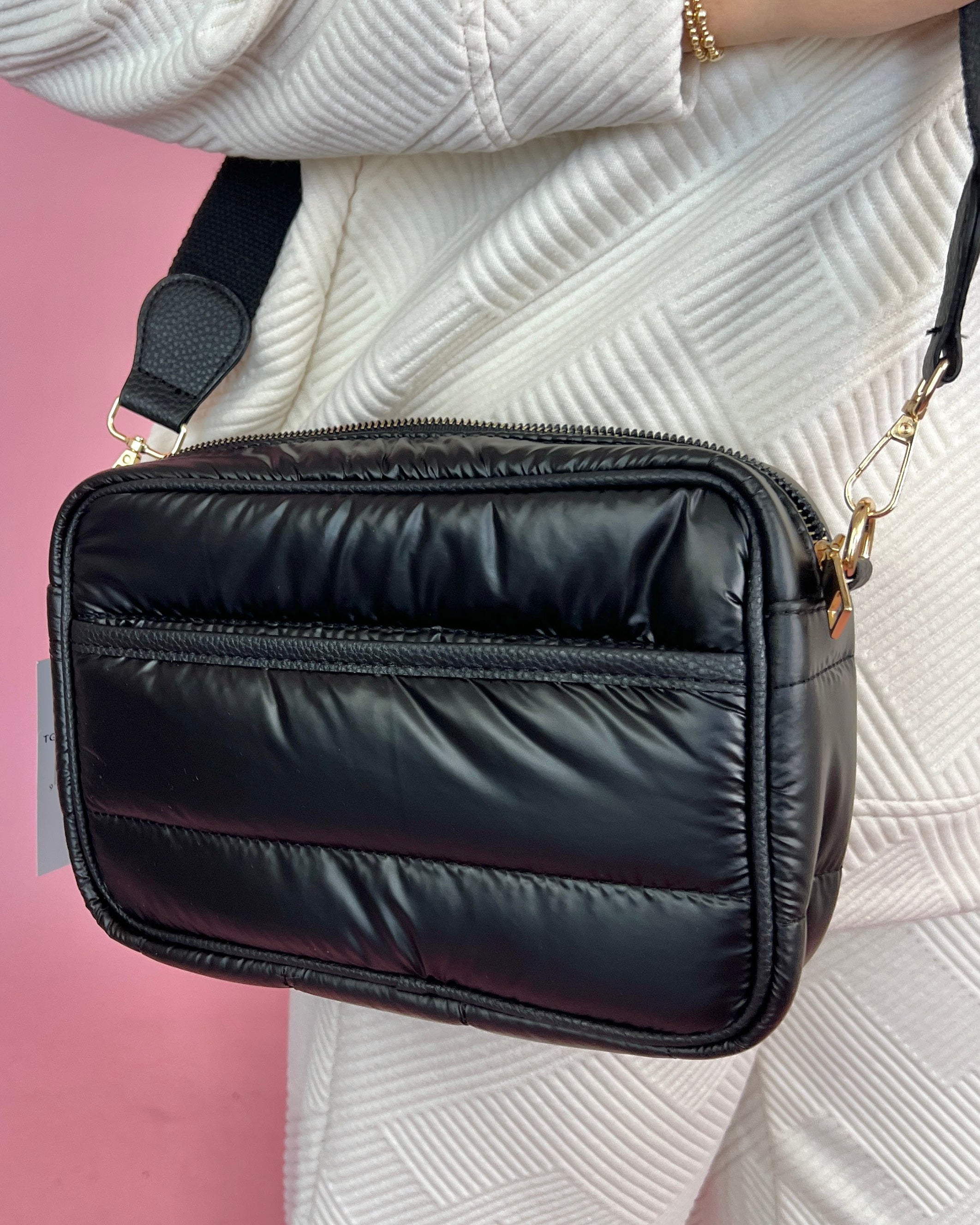 Sight Seeing Black Puffer Crossbody Bag-Regular-Shop-Womens-Boutique-Clothing
