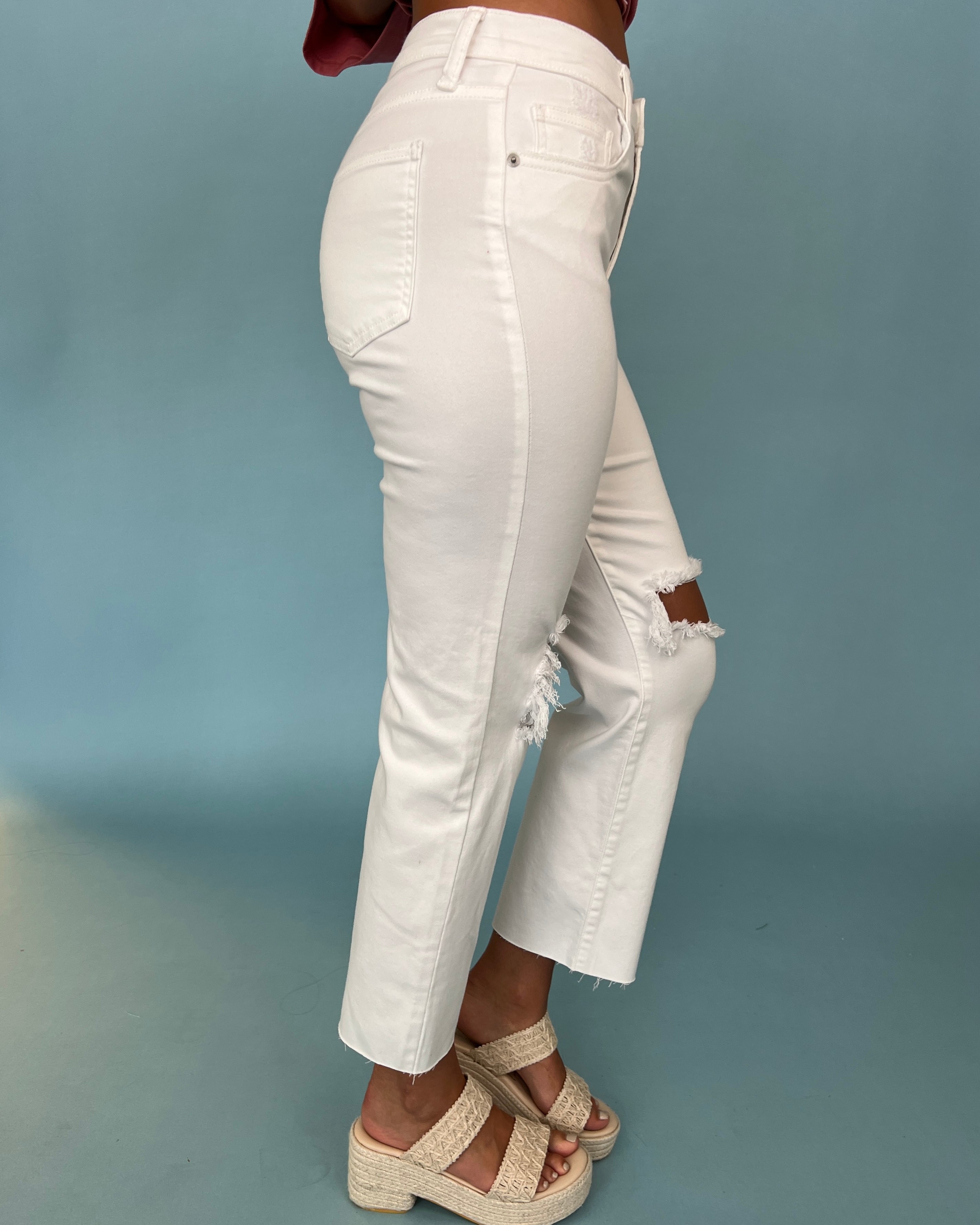 Time For Something White High Rise Slim Straight Jeans-Shop-Womens-Boutique-Clothing