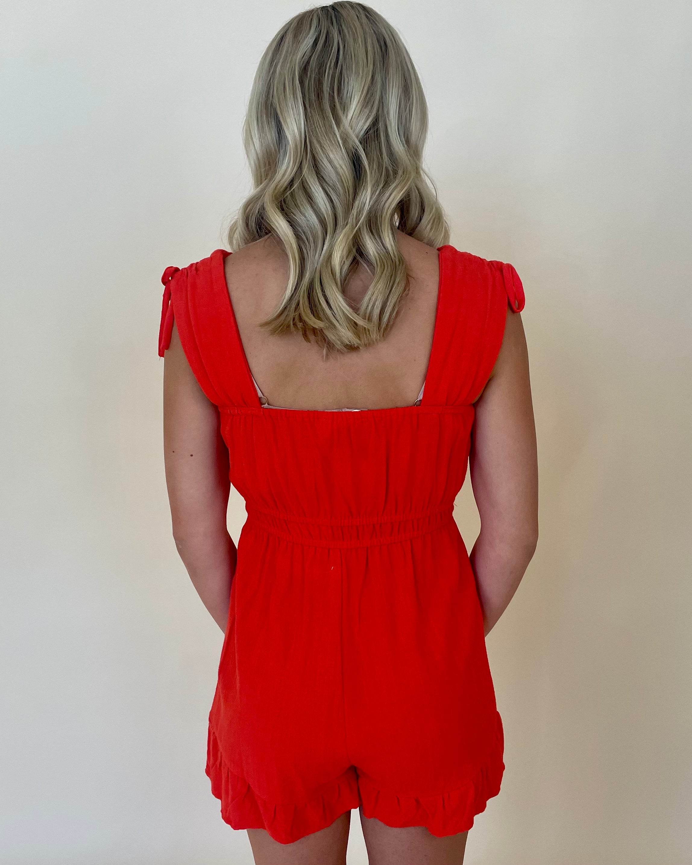 Always Ready Tomato Ruffle Romper-Shop-Womens-Boutique-Clothing