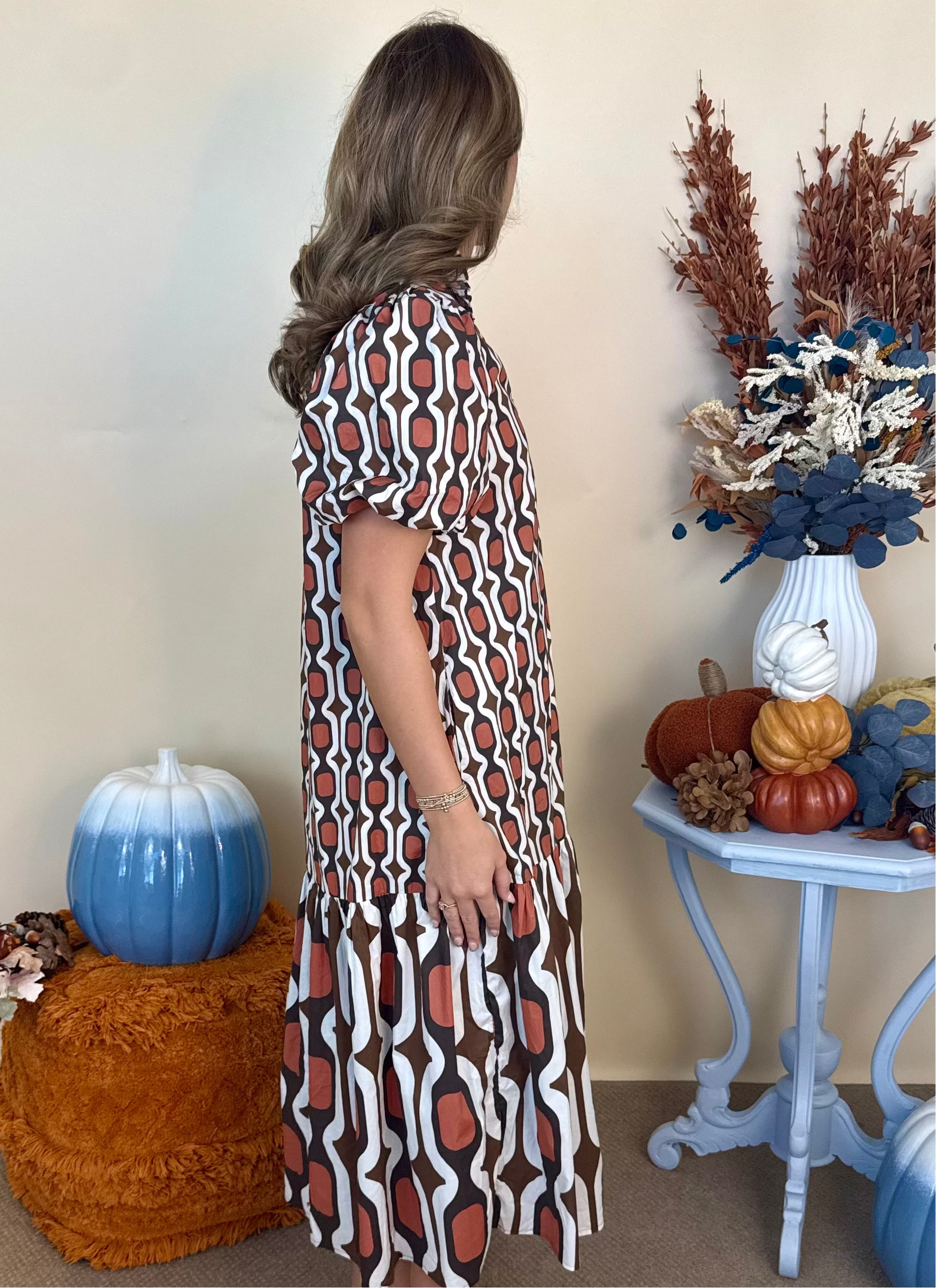 Dream a Little Brown and Rust Geometric Dress-Shop-Womens-Boutique-Clothing