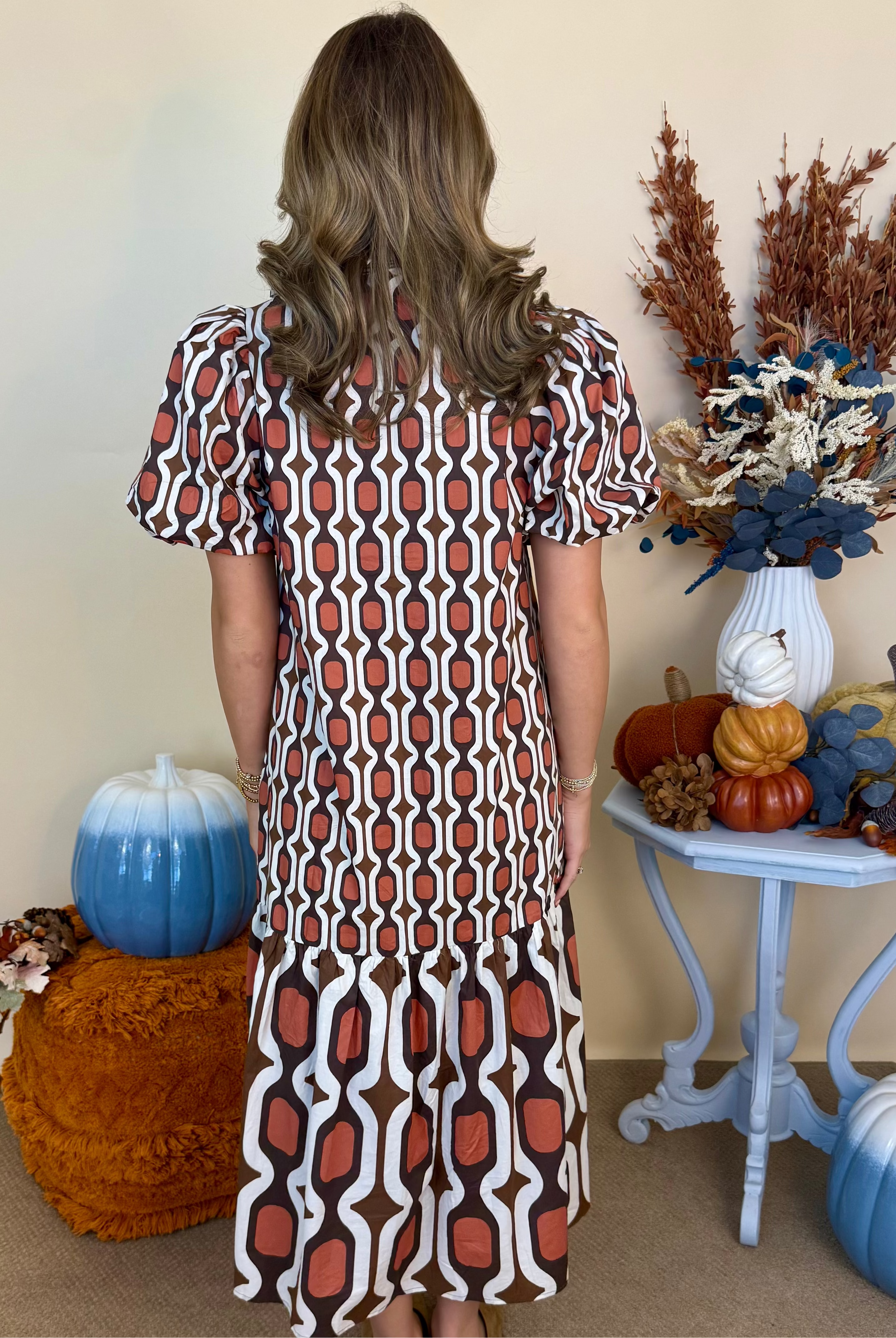 Dream a Little Brown and Rust Geometric Dress-Shop-Womens-Boutique-Clothing