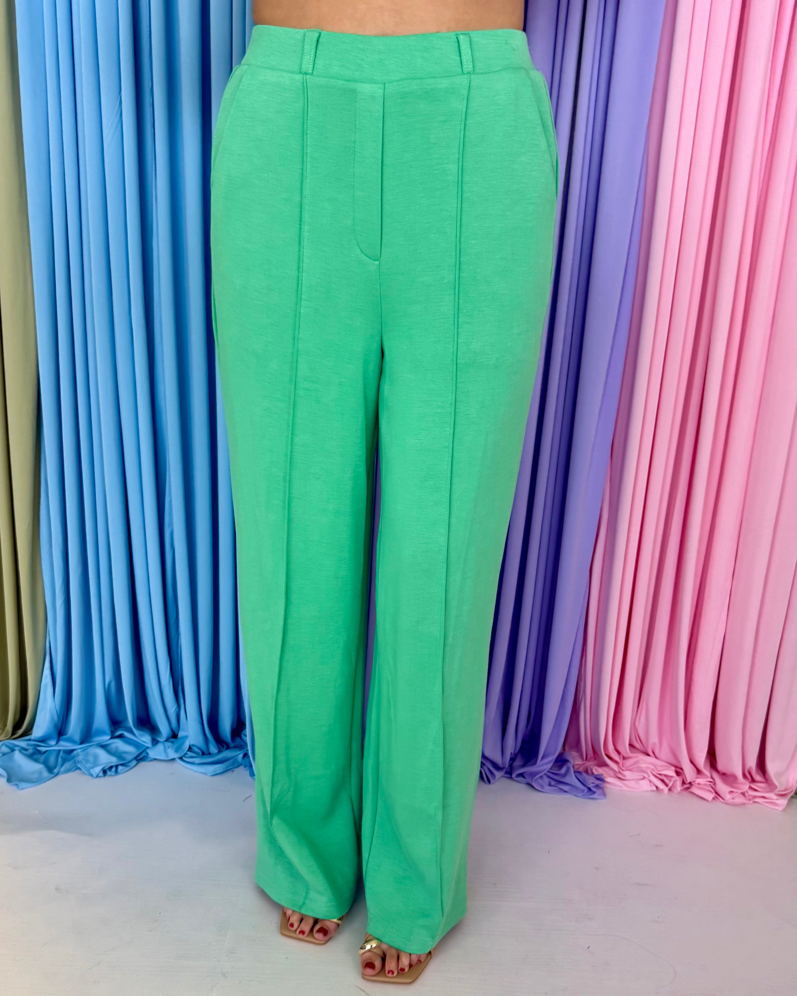 Chic Darling Knit Front Seam Wide Leg Pants-Shop-Womens-Boutique-Clothing