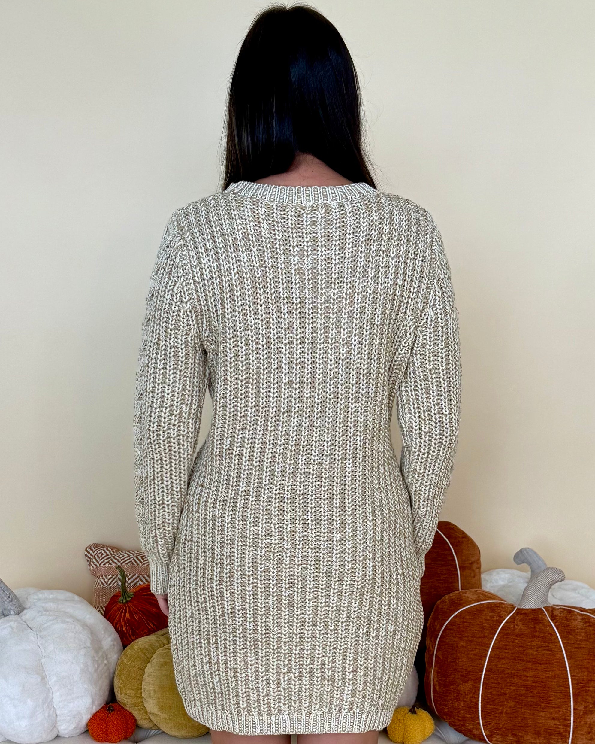 Marvelous Time Oatmeal Cable Knit Dress-Shop-Womens-Boutique-Clothing