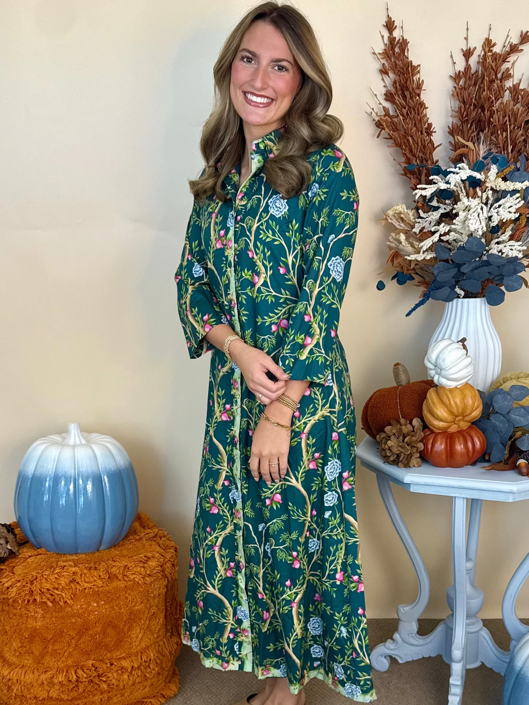 Sixth Street Green Botanical Organza Overlay Midi Dress-Shop-Womens-Boutique-Clothing