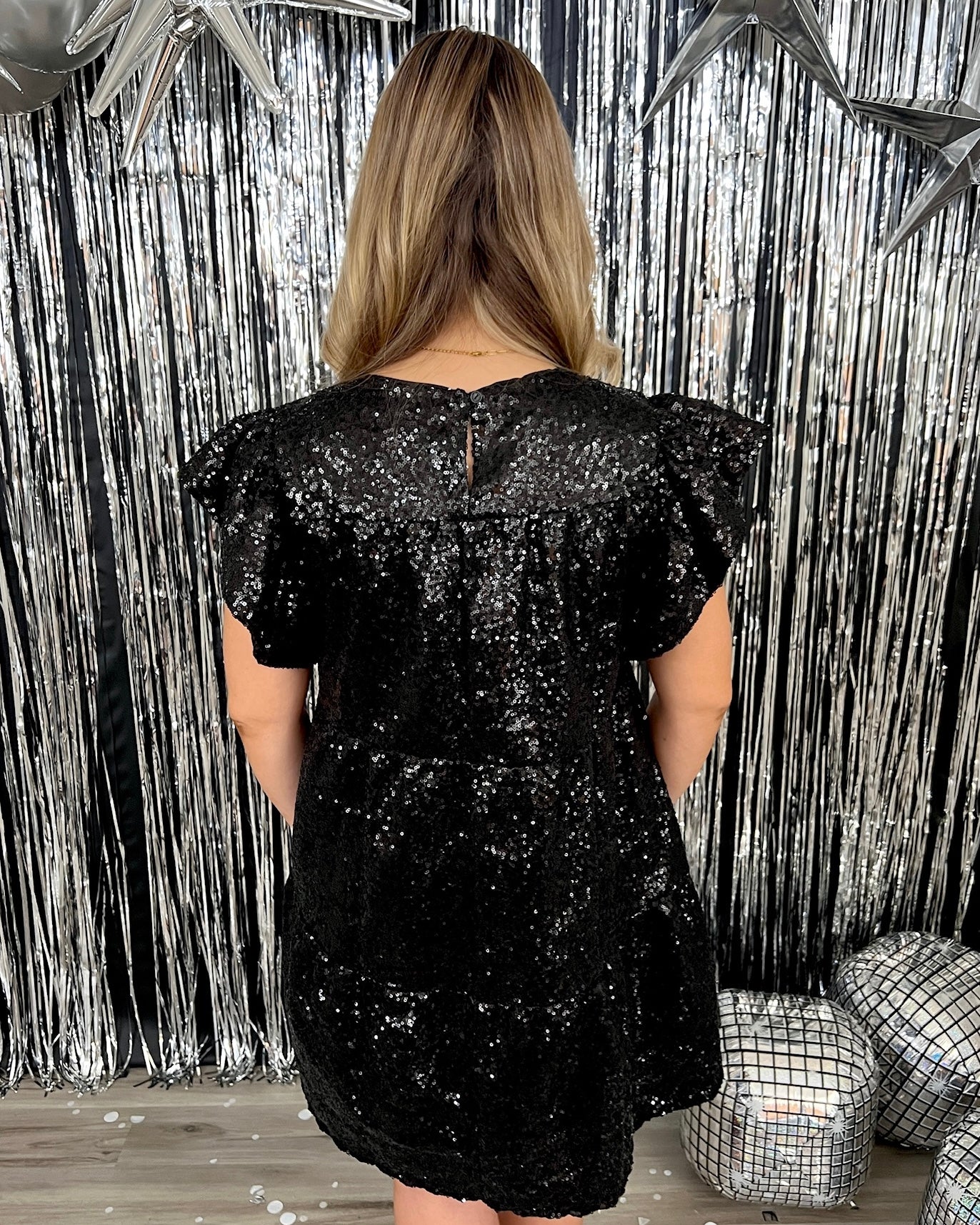 Bright Night Black Star Sequins Dress-Shop-Womens-Boutique-Clothing