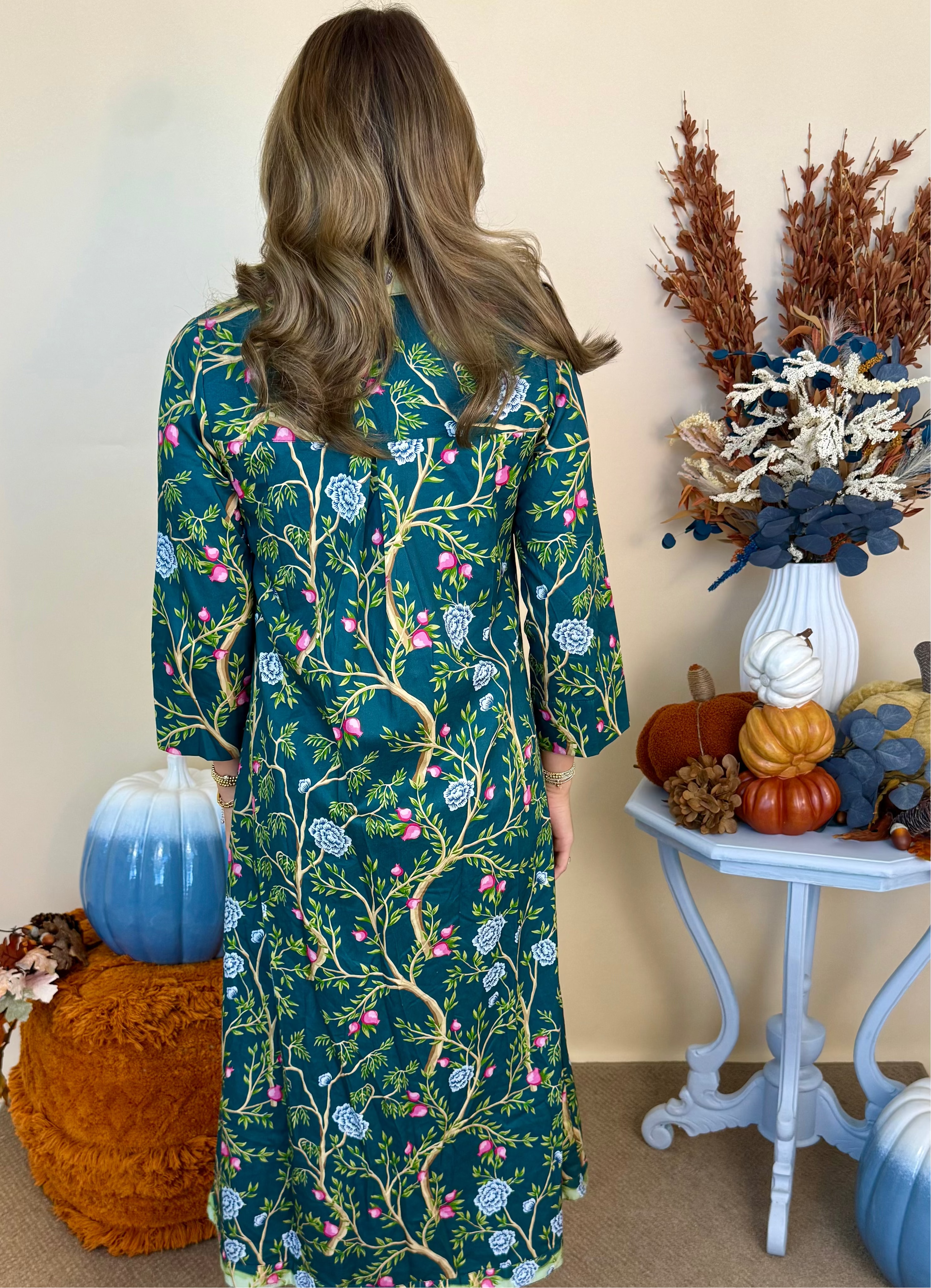 Sixth Street Green Botanical Organza Overlay Midi Dress-Shop-Womens-Boutique-Clothing
