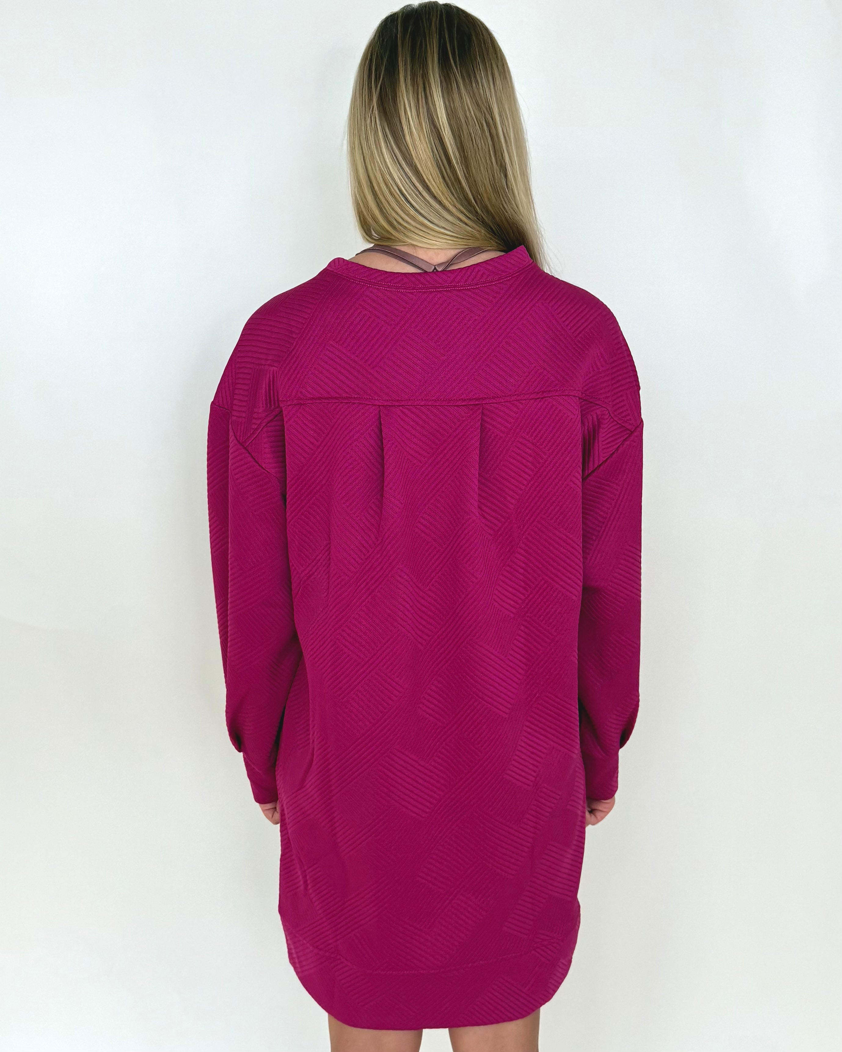 Mixed Feelings Magenta Textured Dress-Shop-Womens-Boutique-Clothing