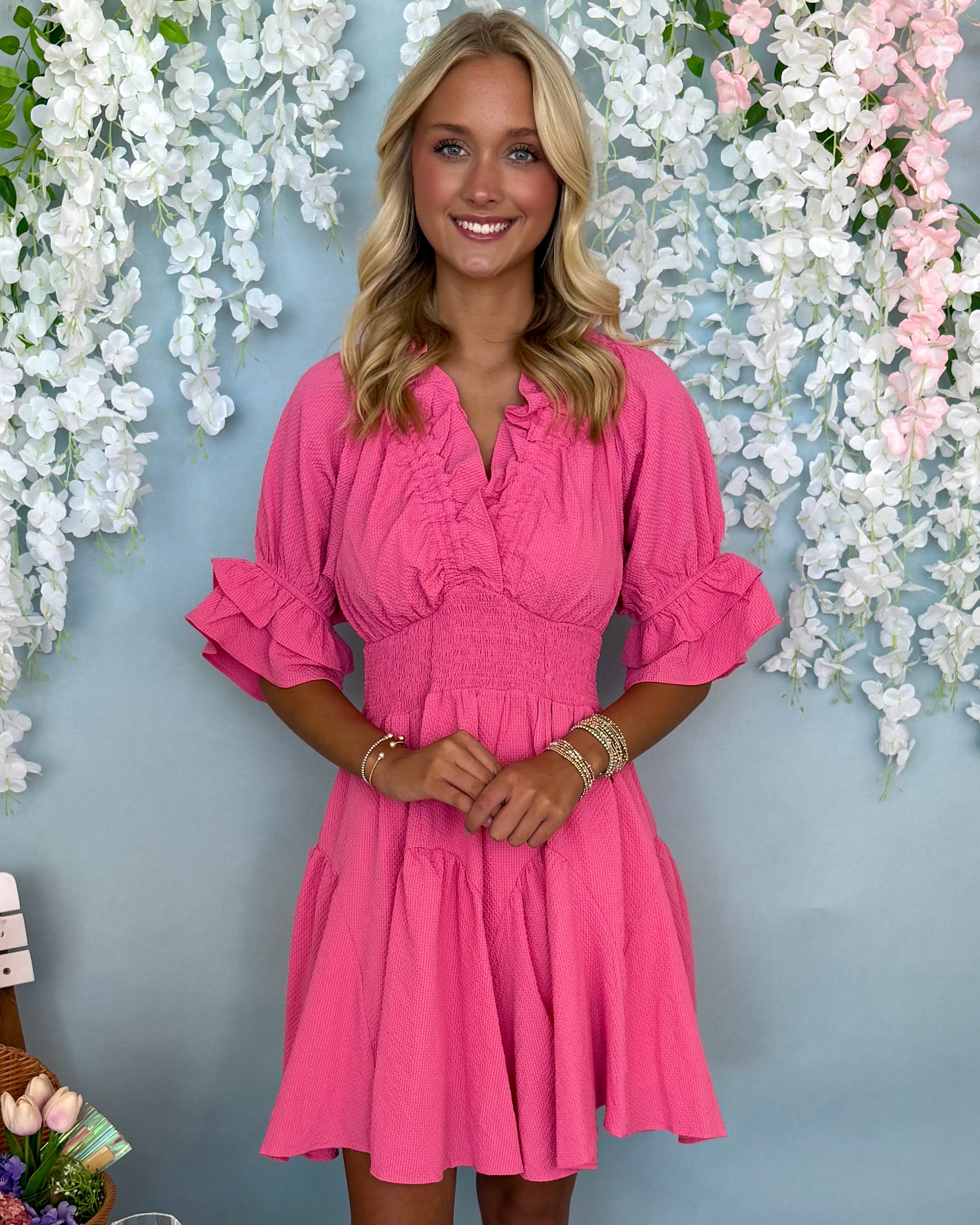 Stay Downtown Peony Smocked Dress-Shop-Womens-Boutique-Clothing