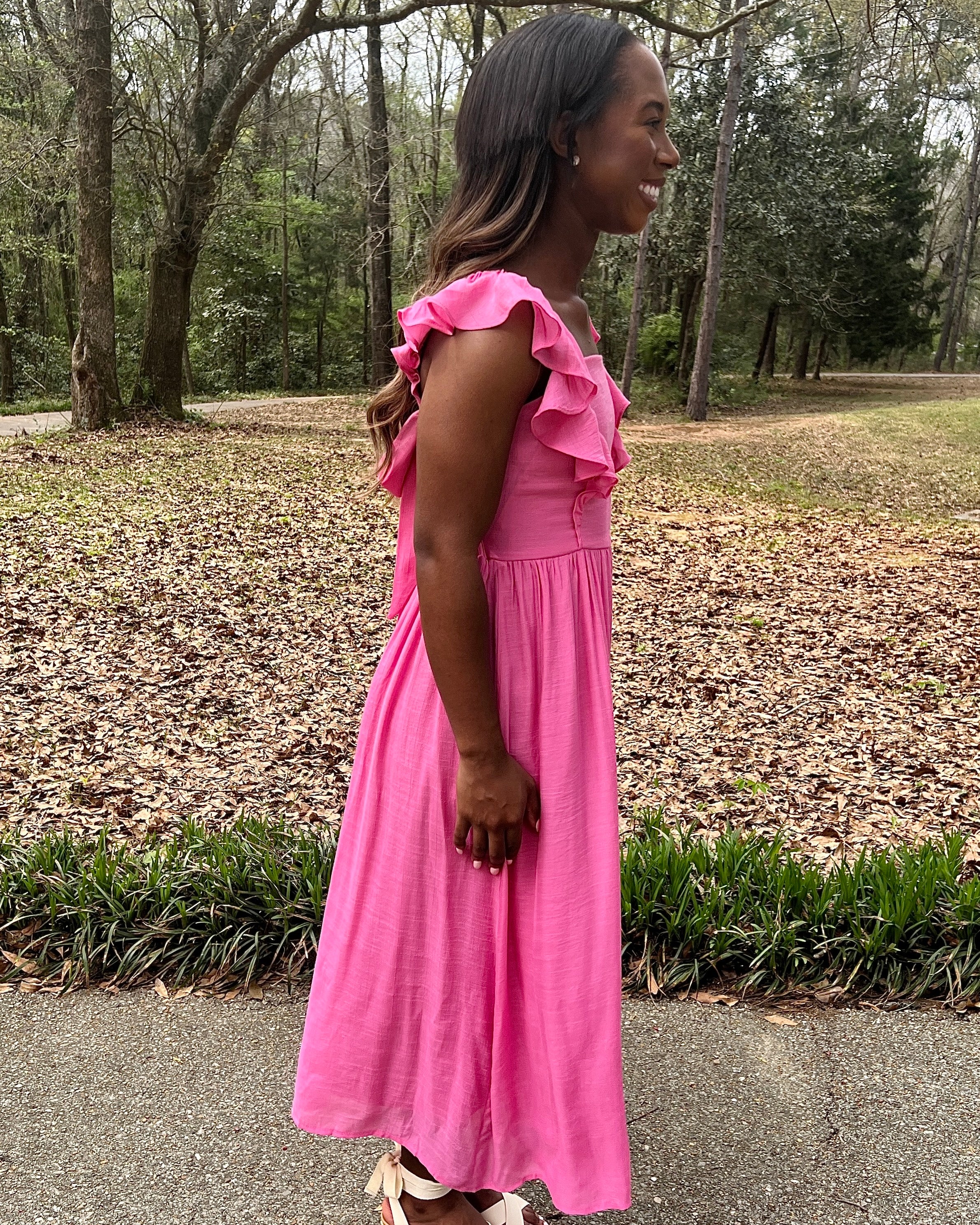 Calling You Pink Open Back Midi Dress-Shop-Womens-Boutique-Clothing