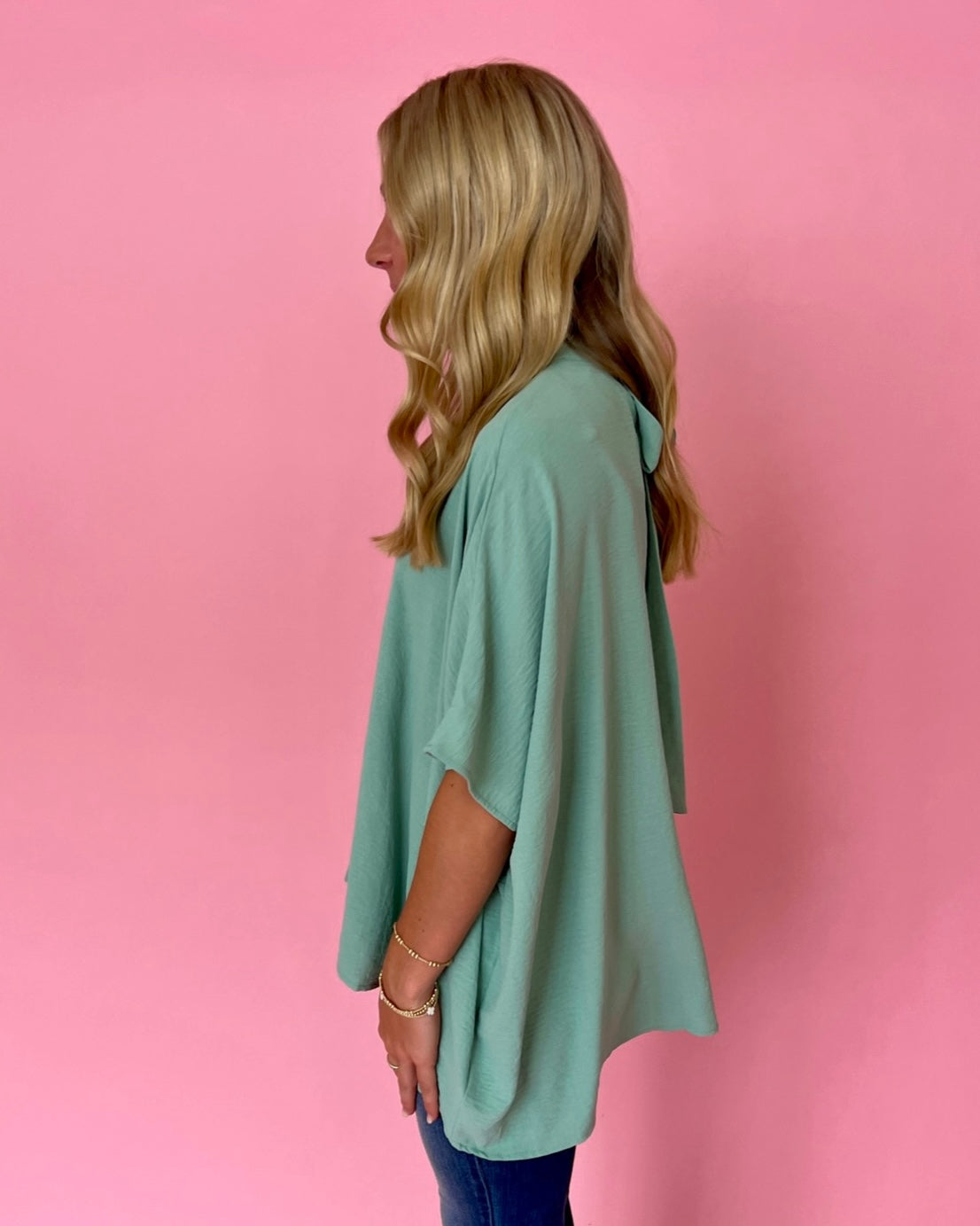 Unbreakable Love Mint Mock Neck Dolman Sleeve Top-Shop-Womens-Boutique-Clothing