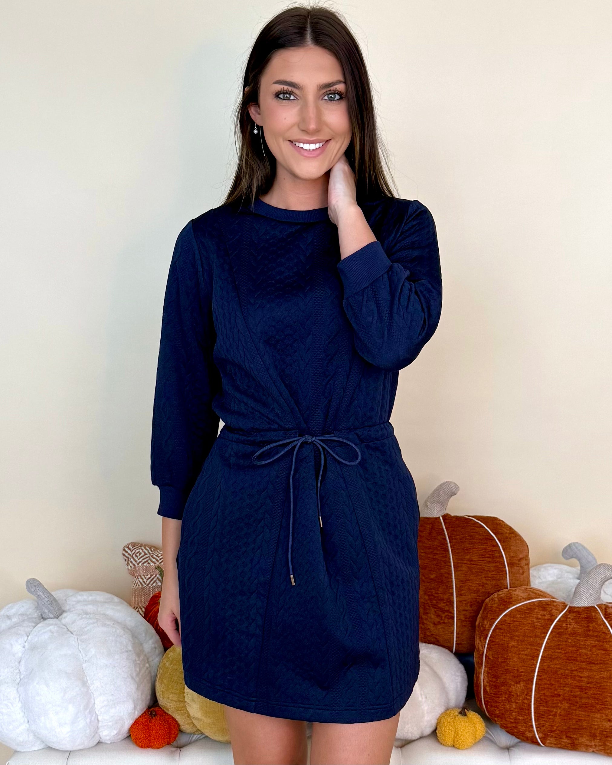 Finding Ways Midnight Cable Tie Waist Dress-Shop-Womens-Boutique-Clothing