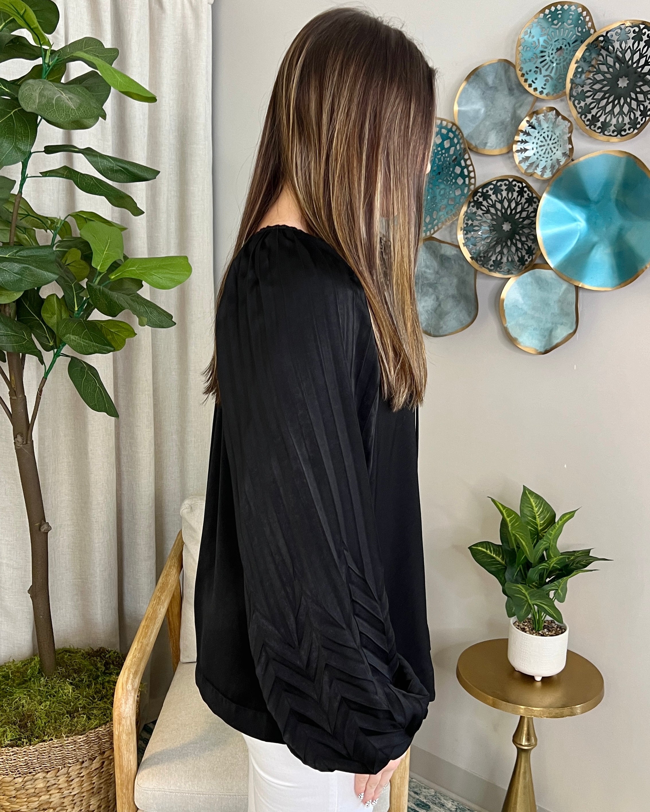 Opening Act Black Pleated Top-Shop-Womens-Boutique-Clothing