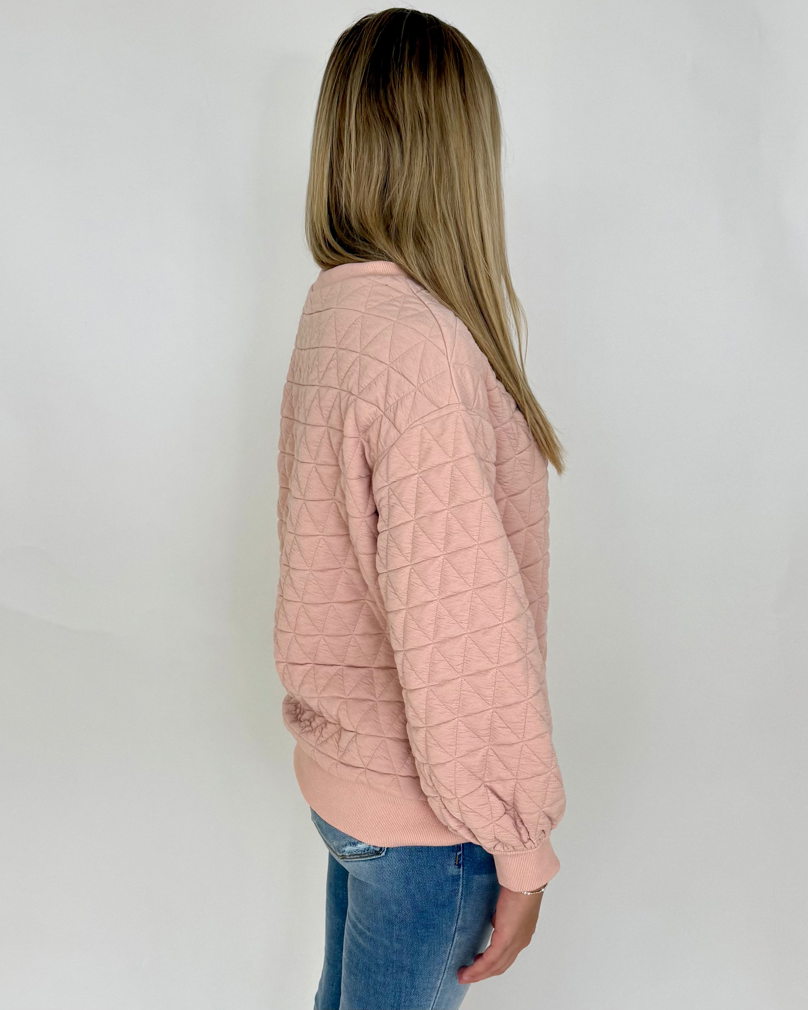 Make Moves Dusty Pink Quilted Sweatshirt-Shop-Womens-Boutique-Clothing